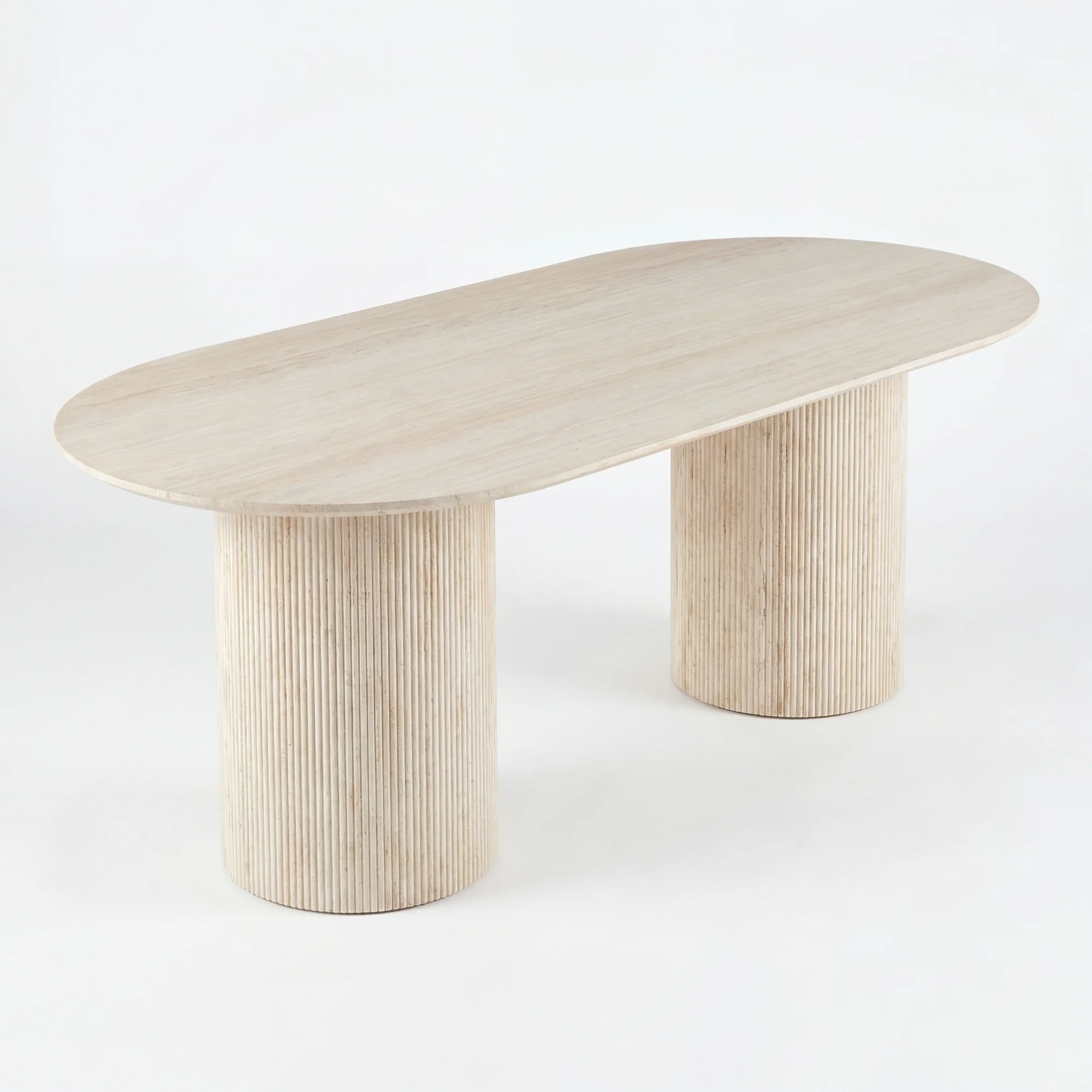 Aegean 200cm Oval Dining Table Travertine Beige - Image 2