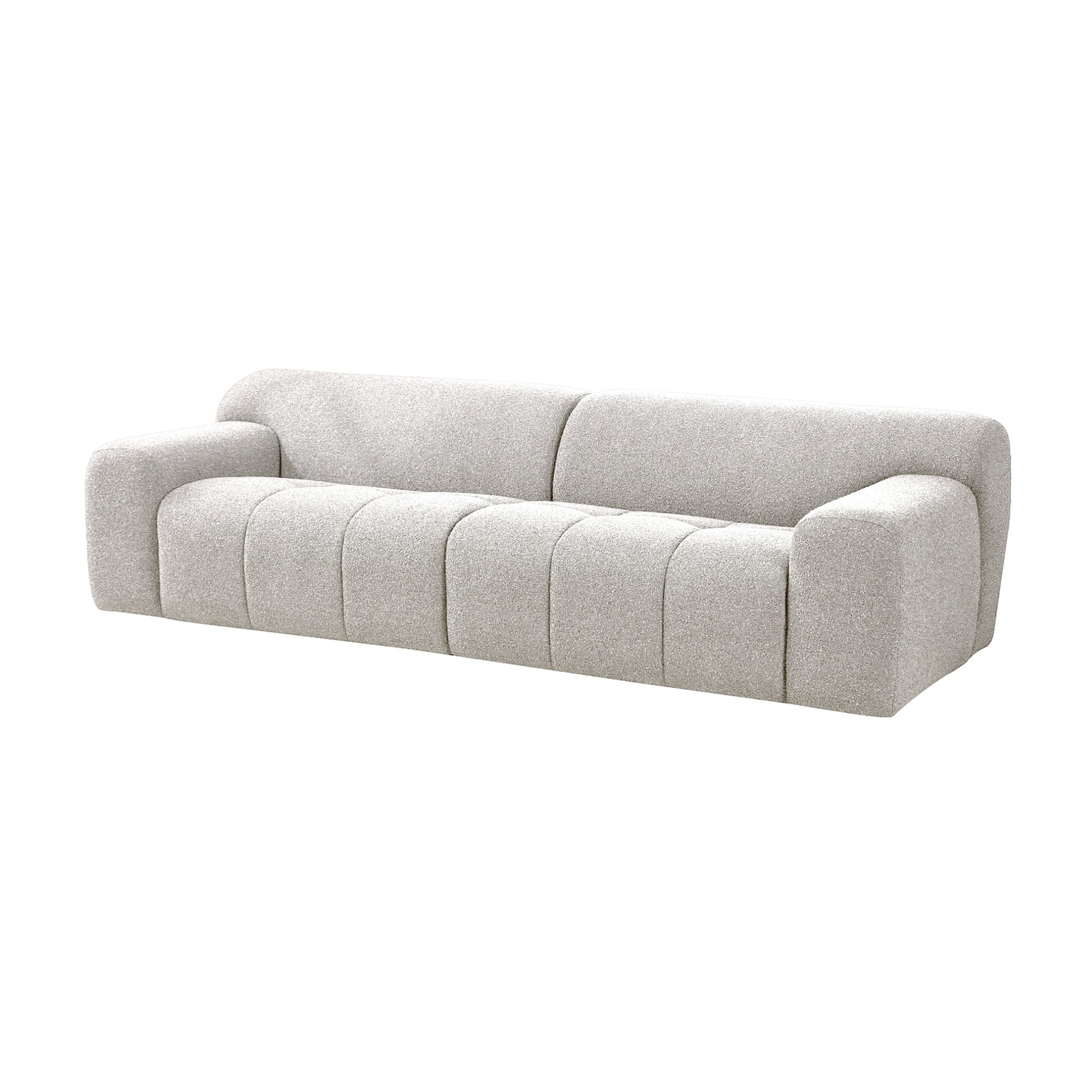 Leia 3 Seater Boucle Fabric Sofa Lounge Coco White - Image 2
