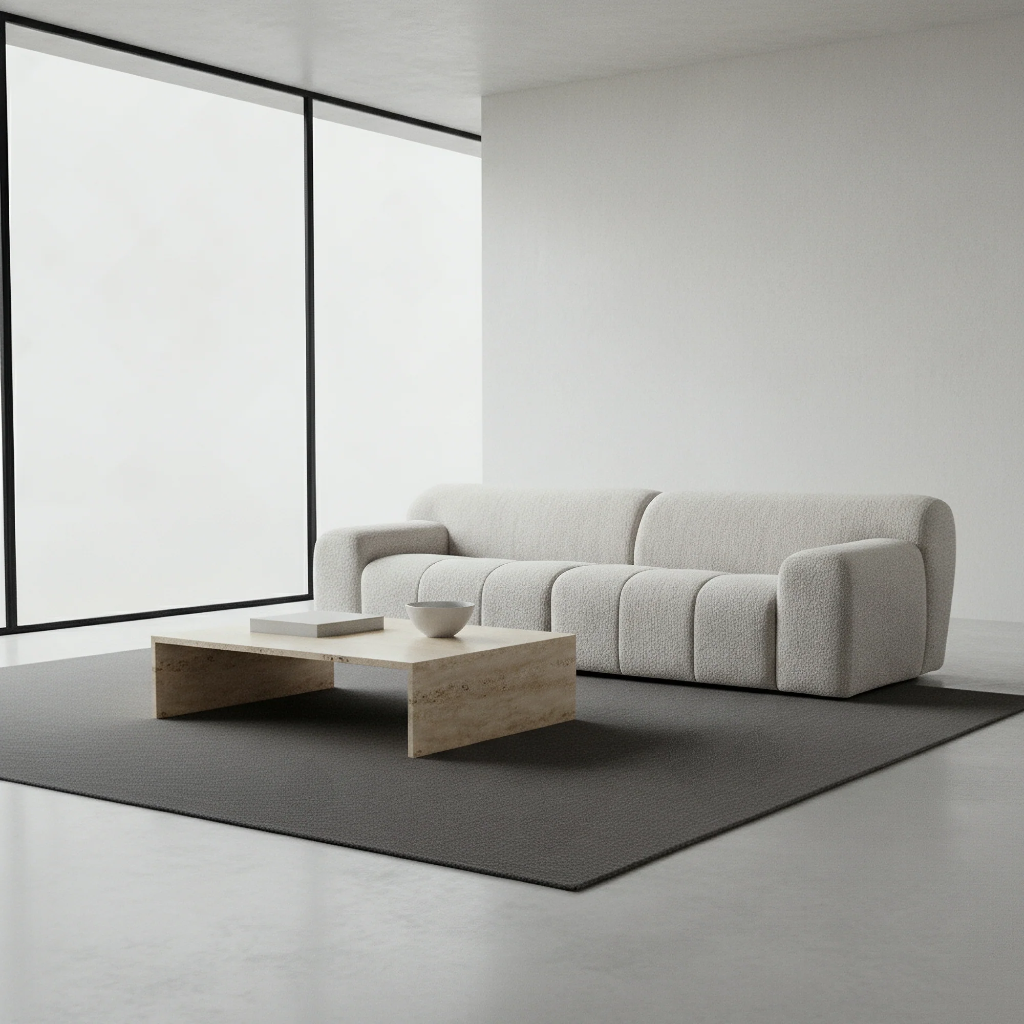 Leia 3 Seater Boucle Fabric Sofa Lounge Coco White - Image 3