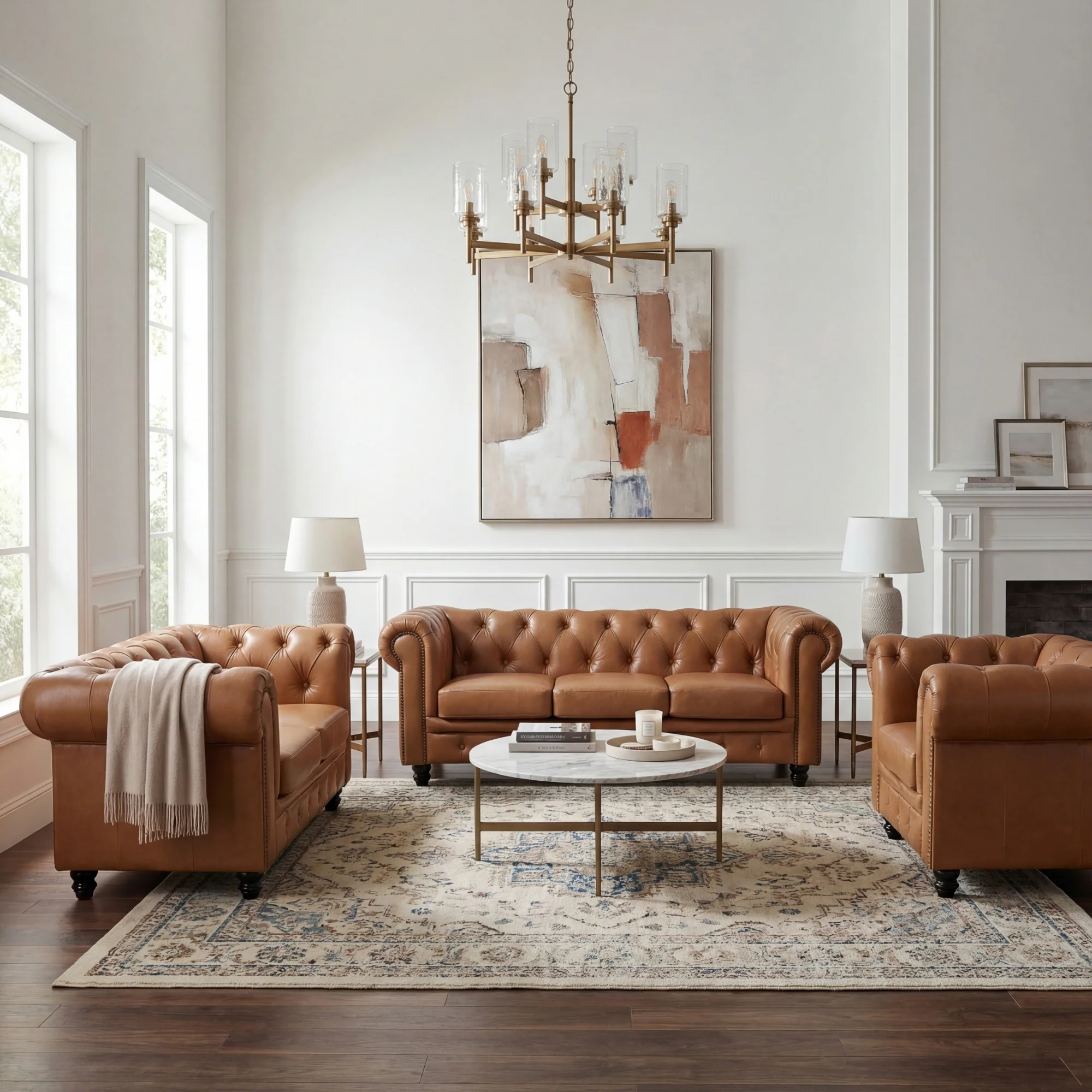 Alastair 2 Seater Sofa Lounge Genuine Leather Tan - Image 5
