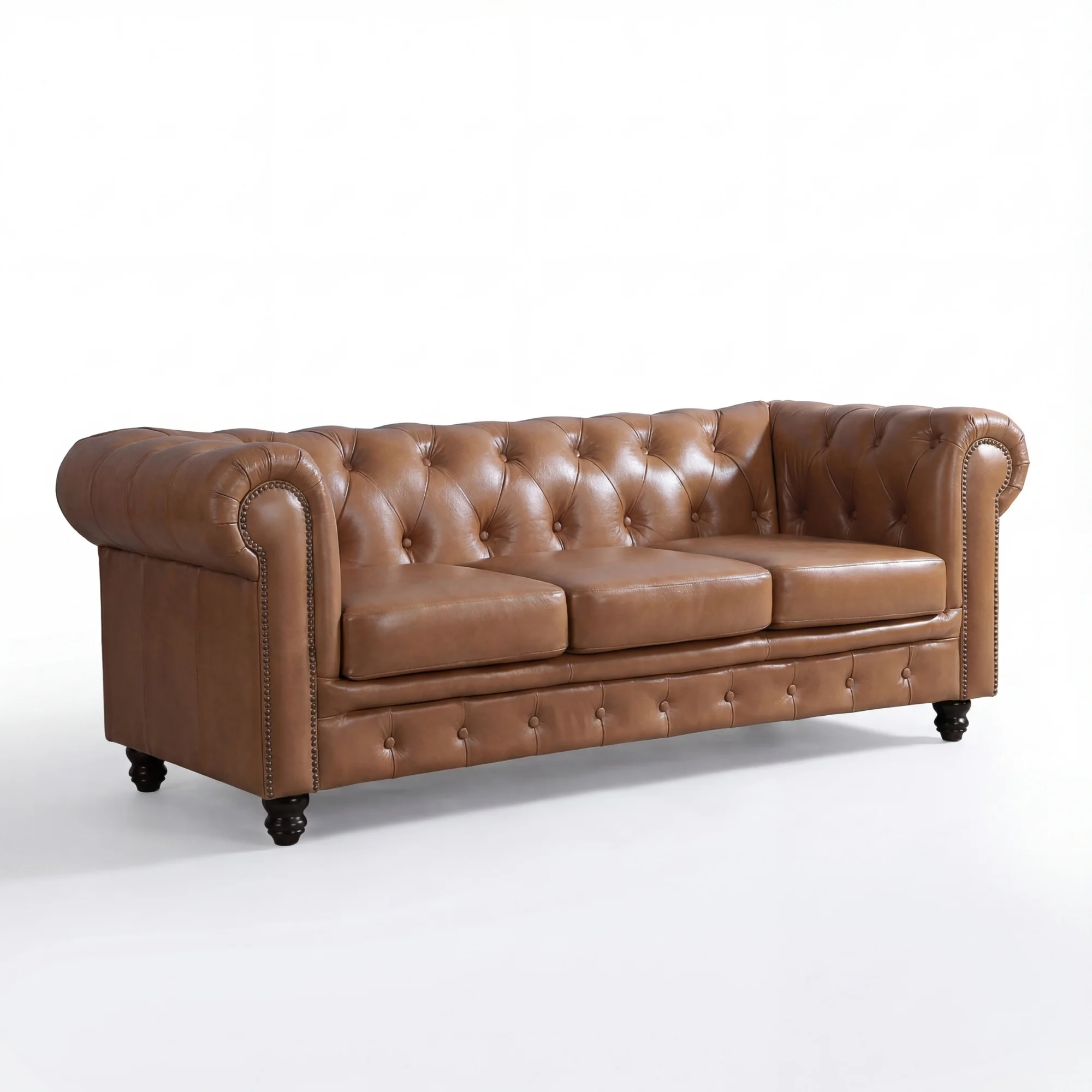 Alastair 3 Seater Sofa Lounge Genuine Leather Tan - Image 2