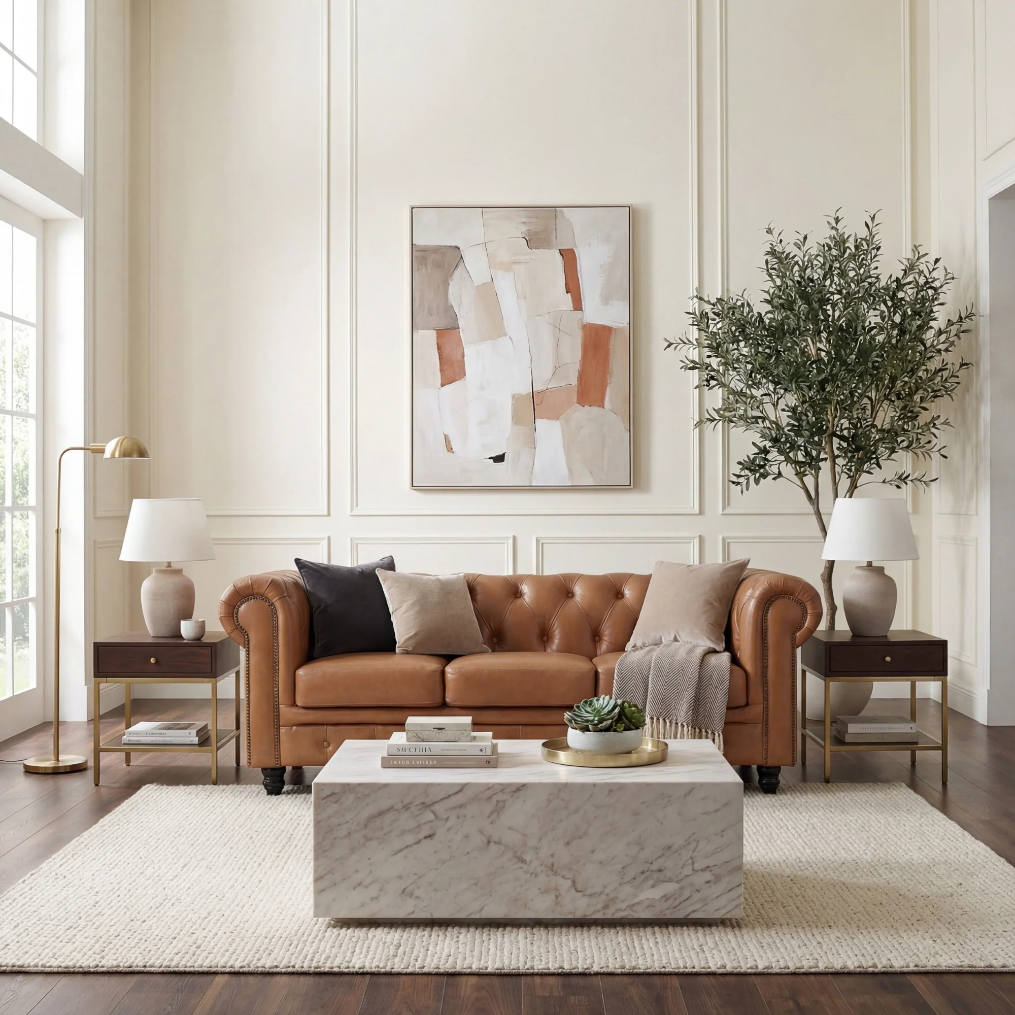 Alastair 3 Seater Sofa Lounge Genuine Leather Tan - Image 3