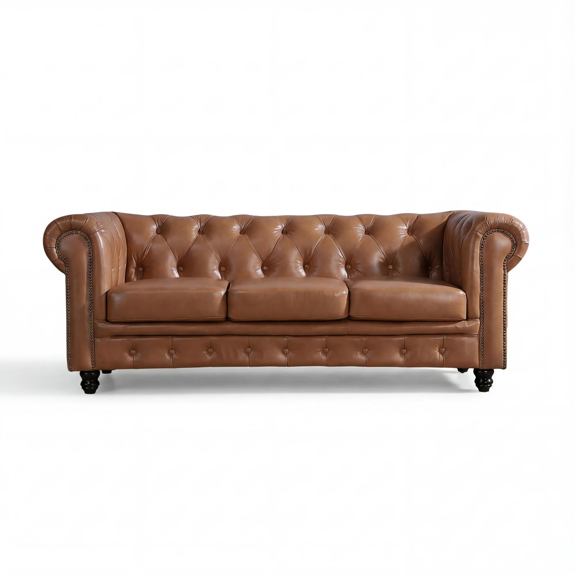 Alastair 3 Seater Sofa Lounge Genuine Leather Tan - Image 6