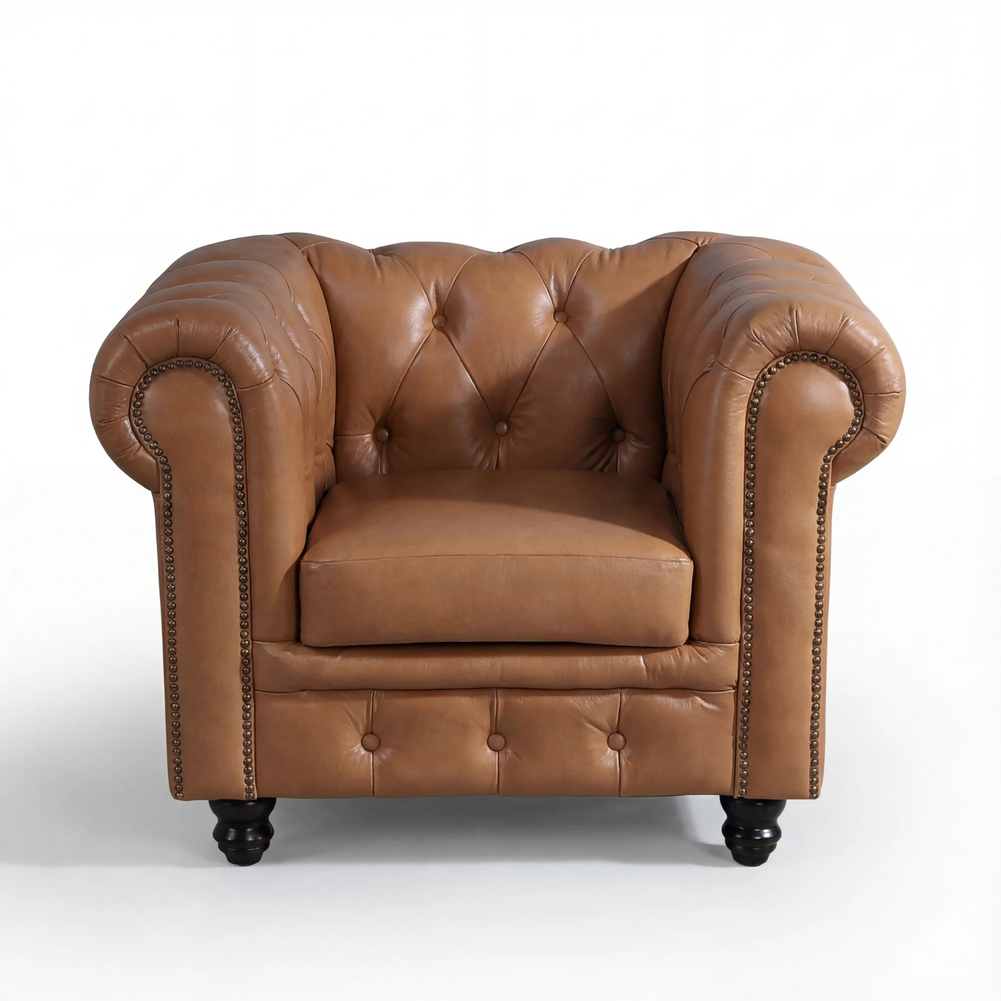 Alastair Armchair Single Seater Sofa Genuine Leather Tan - Image 6