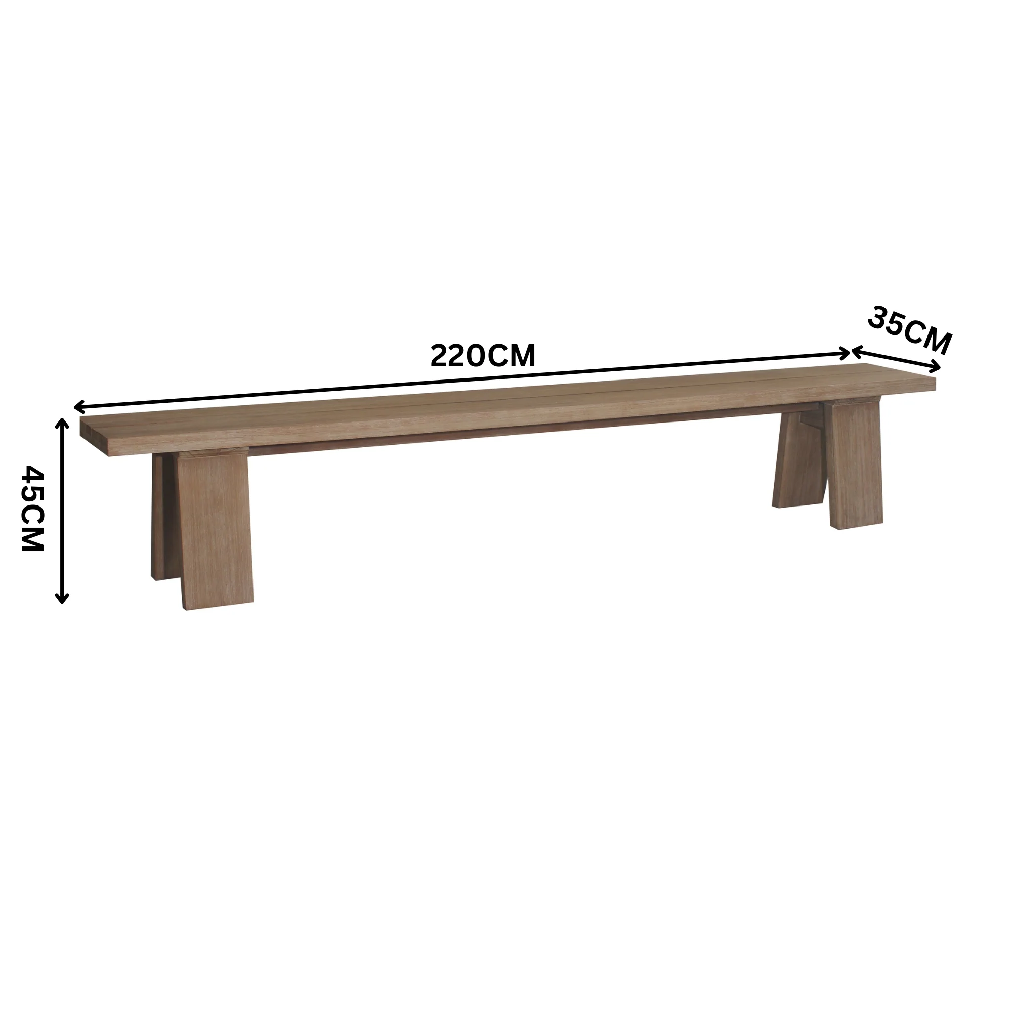 Aldan 220cm Outdoor Timber Dining Bench Seat - Image 3