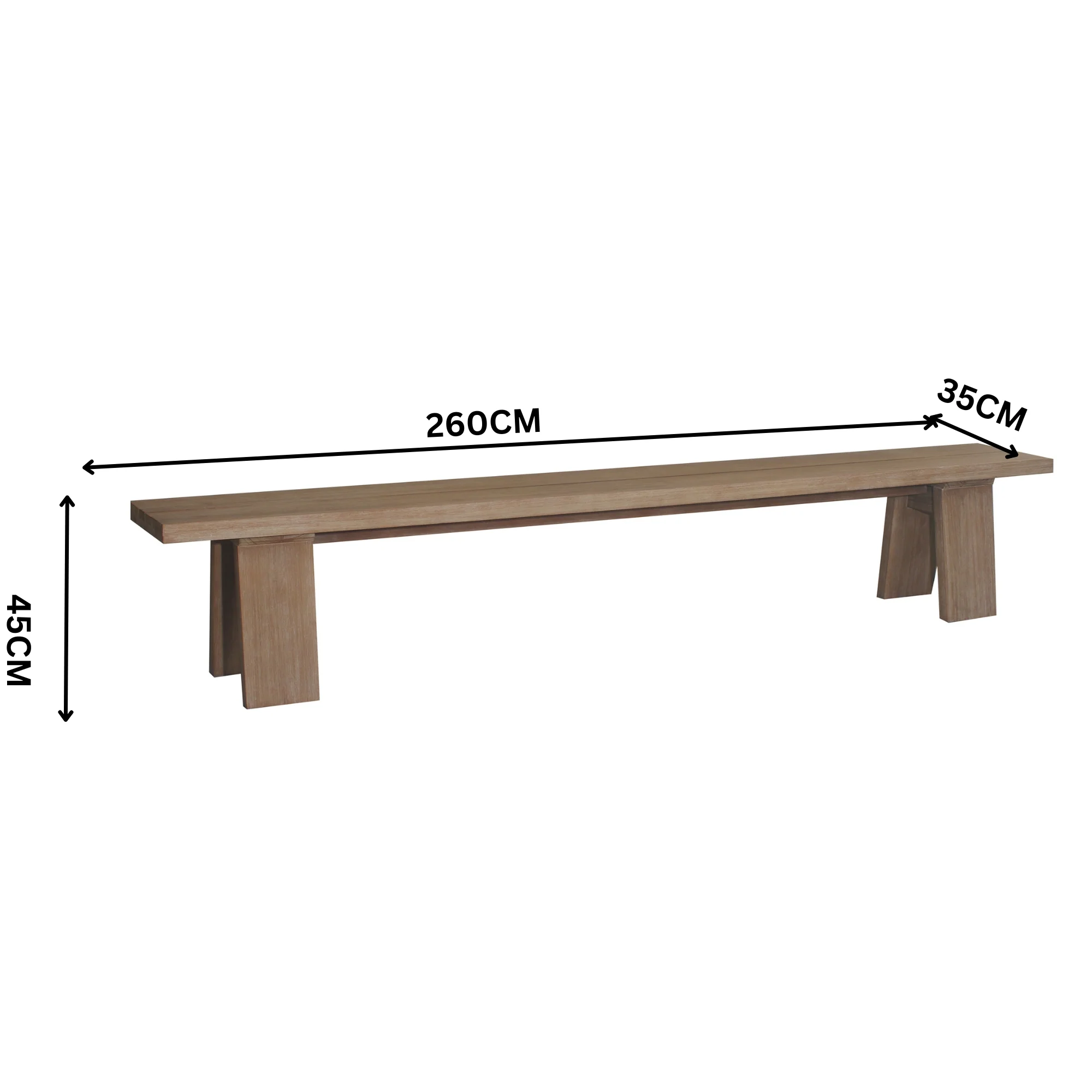 Aldan 260cm Outdoor Timber Dining Bench Seat - Image 3
