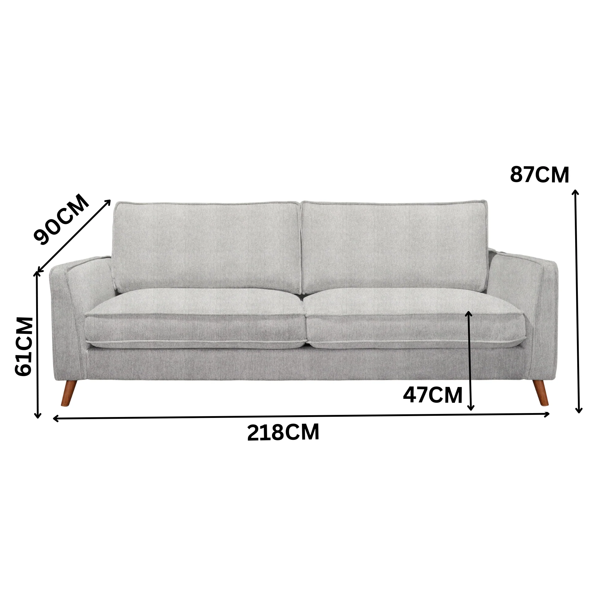 Alexa 3 Seater Fabric Sofa Glacier Light Grey - Image 3