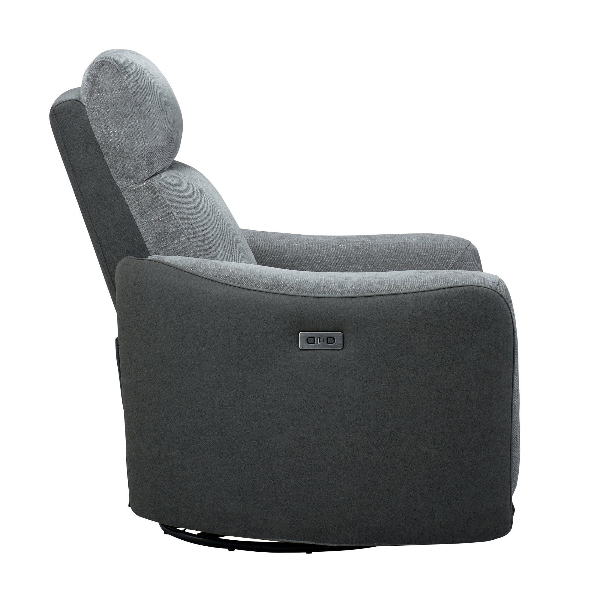 Alexios 1 Seater Fabric Electric Recliner Sofa Chair Lounge Grey - Image 4