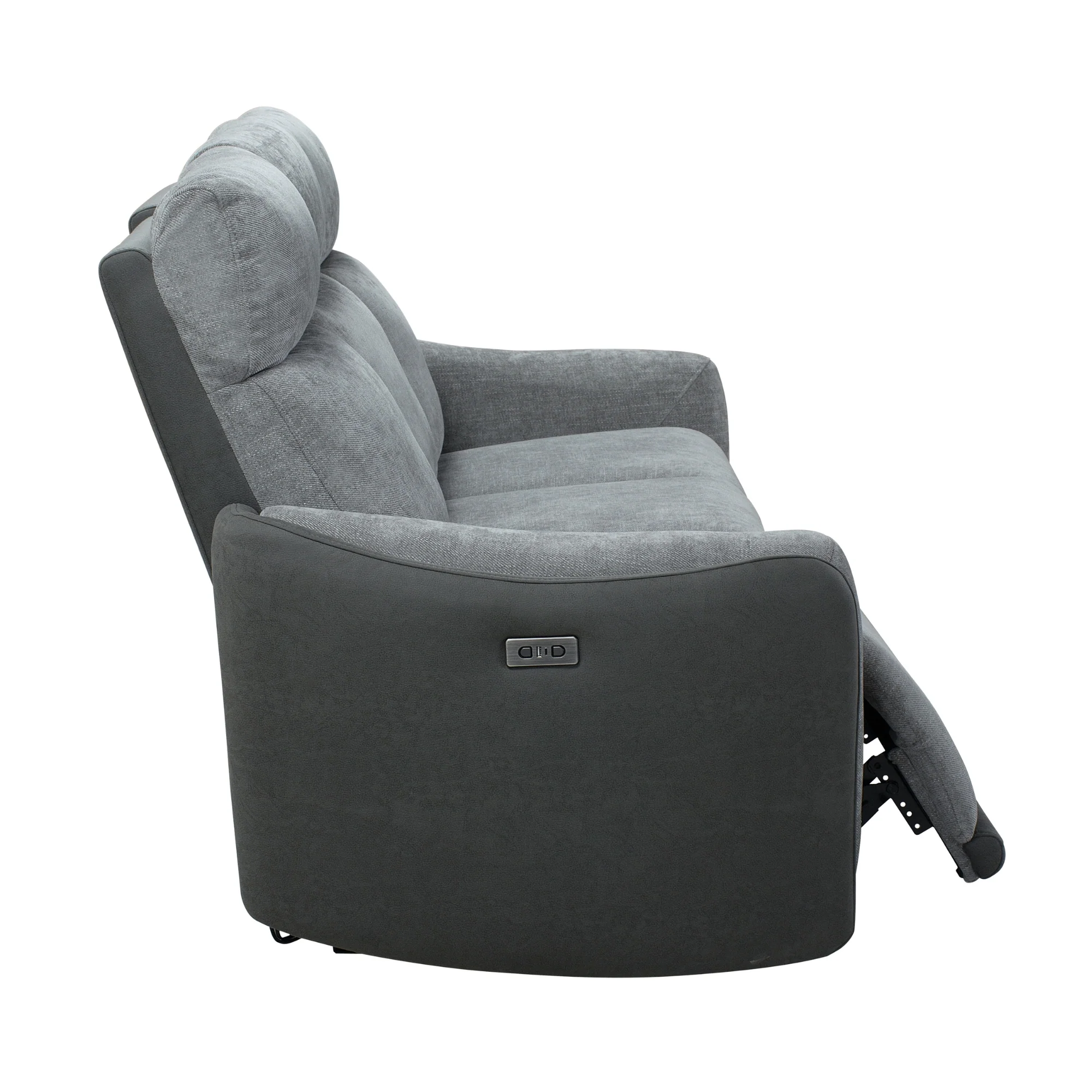 Alexios 3 Seater Fabric Electric Recliner Sofa Lounge Grey - Image 4