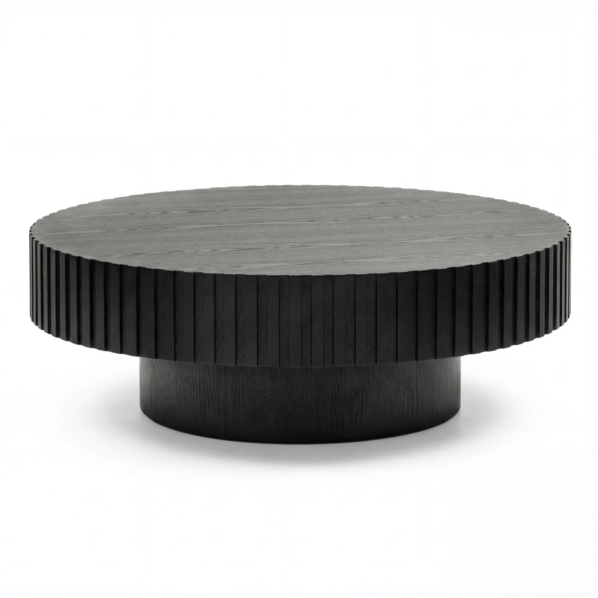 Alicia 100cm Wooden Round Coffee Table Black - Image 2