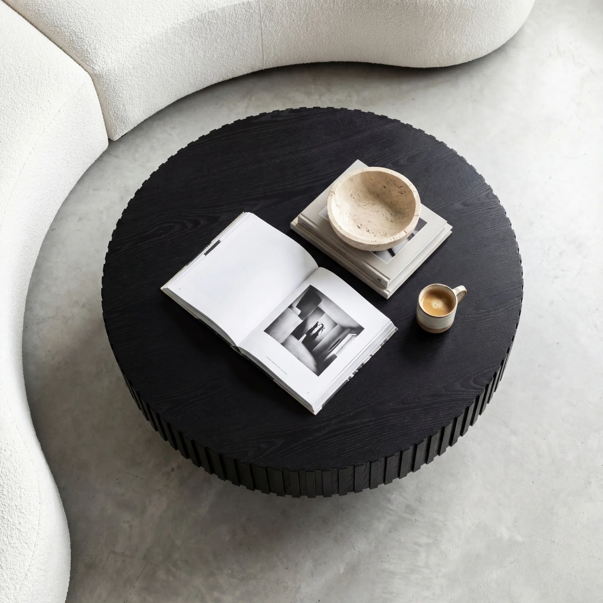 Alicia 100cm Wooden Round Coffee Table Black - Image 3