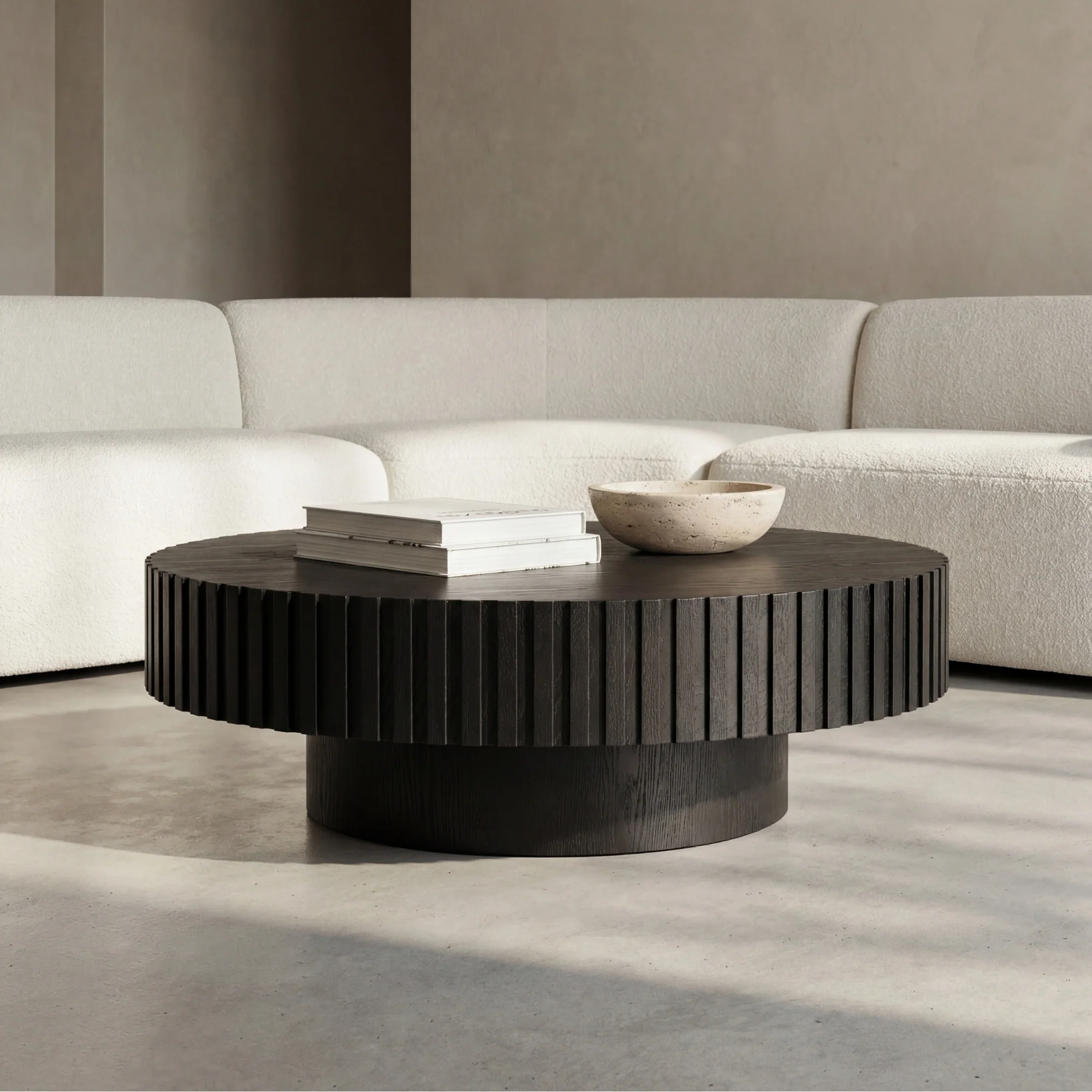 Alicia 100cm Wooden Round Coffee Table Black - Image 4