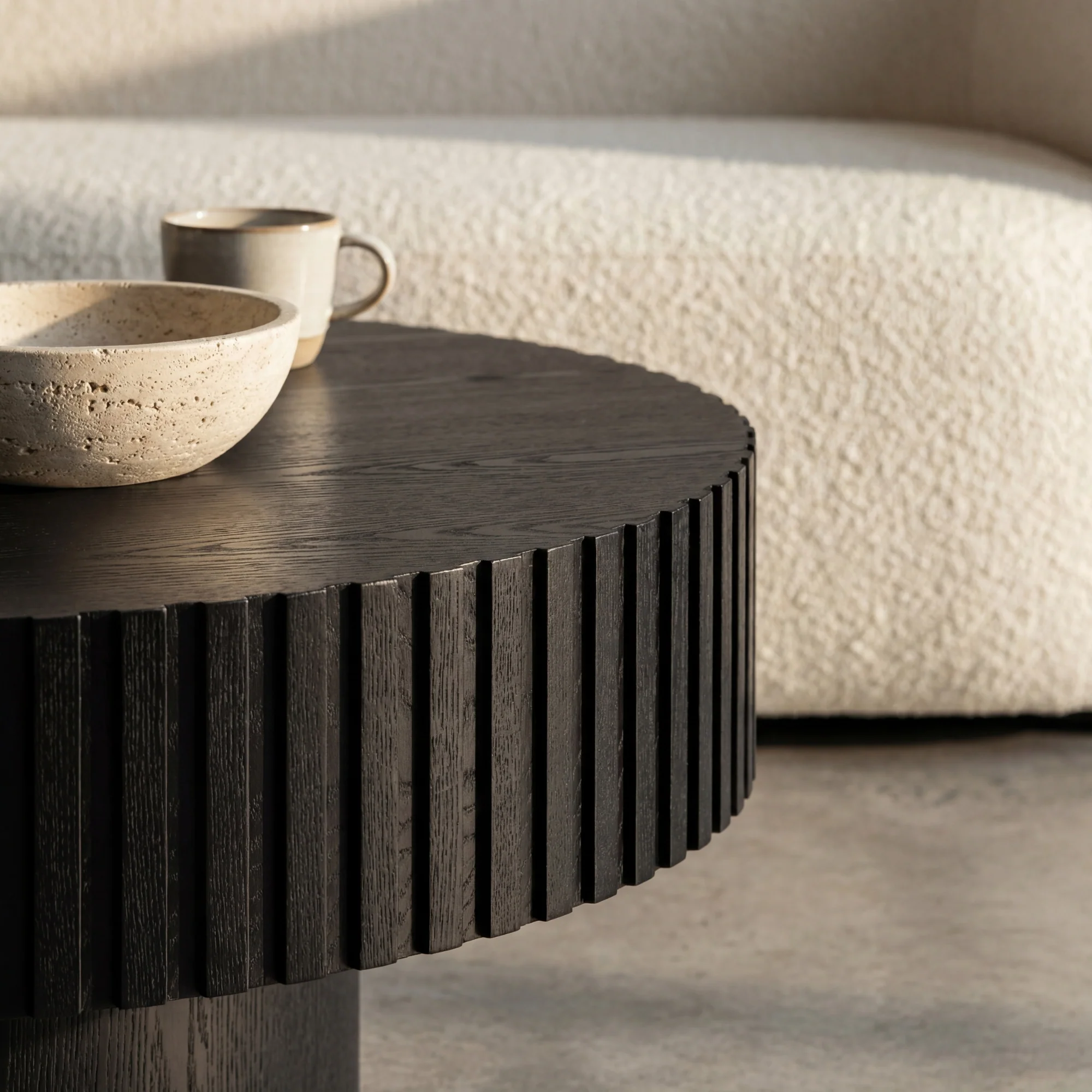 Alicia 100cm Wooden Round Coffee Table Black - Image 5