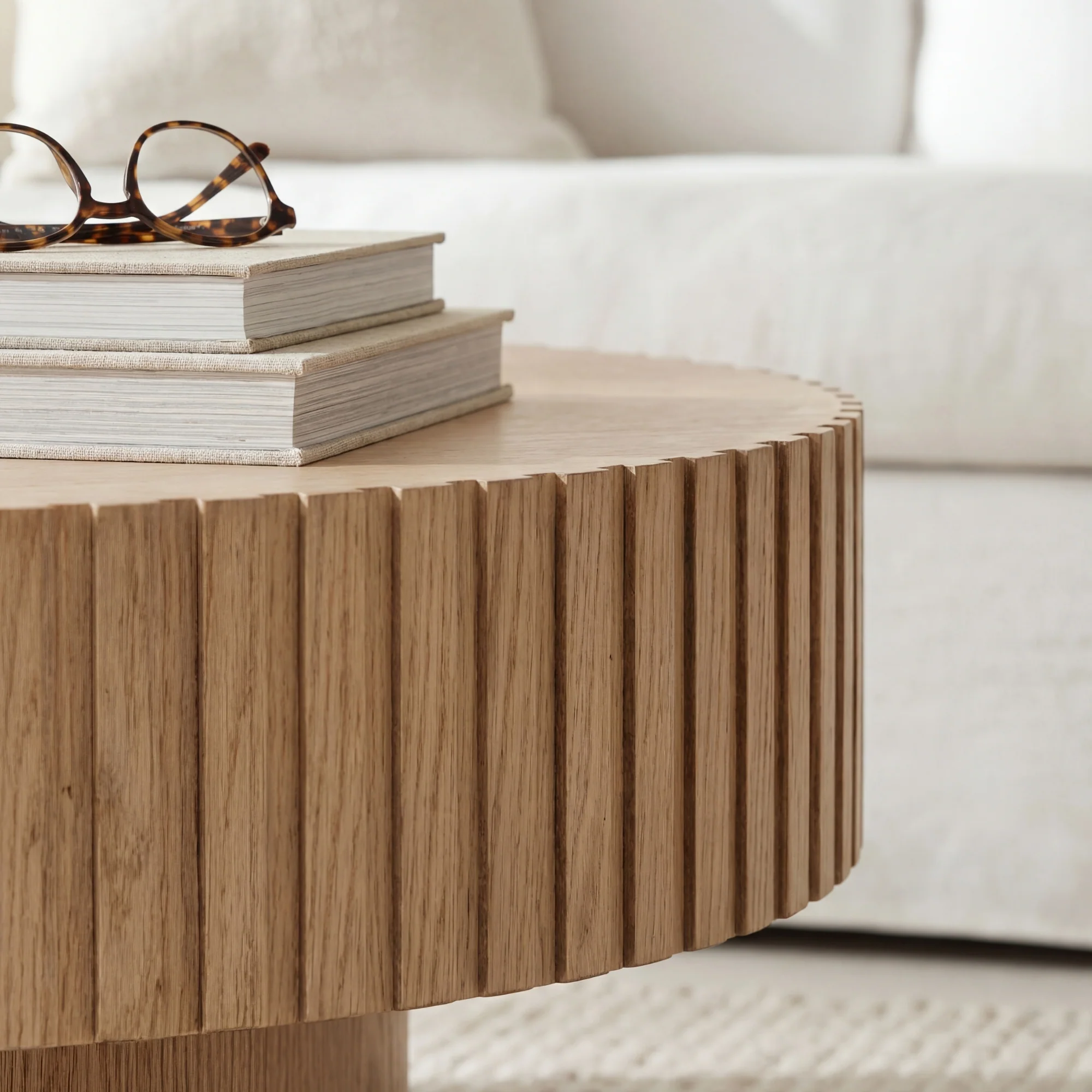 Alicia 100cm Wooden Round Coffee Table Natural - Image 5