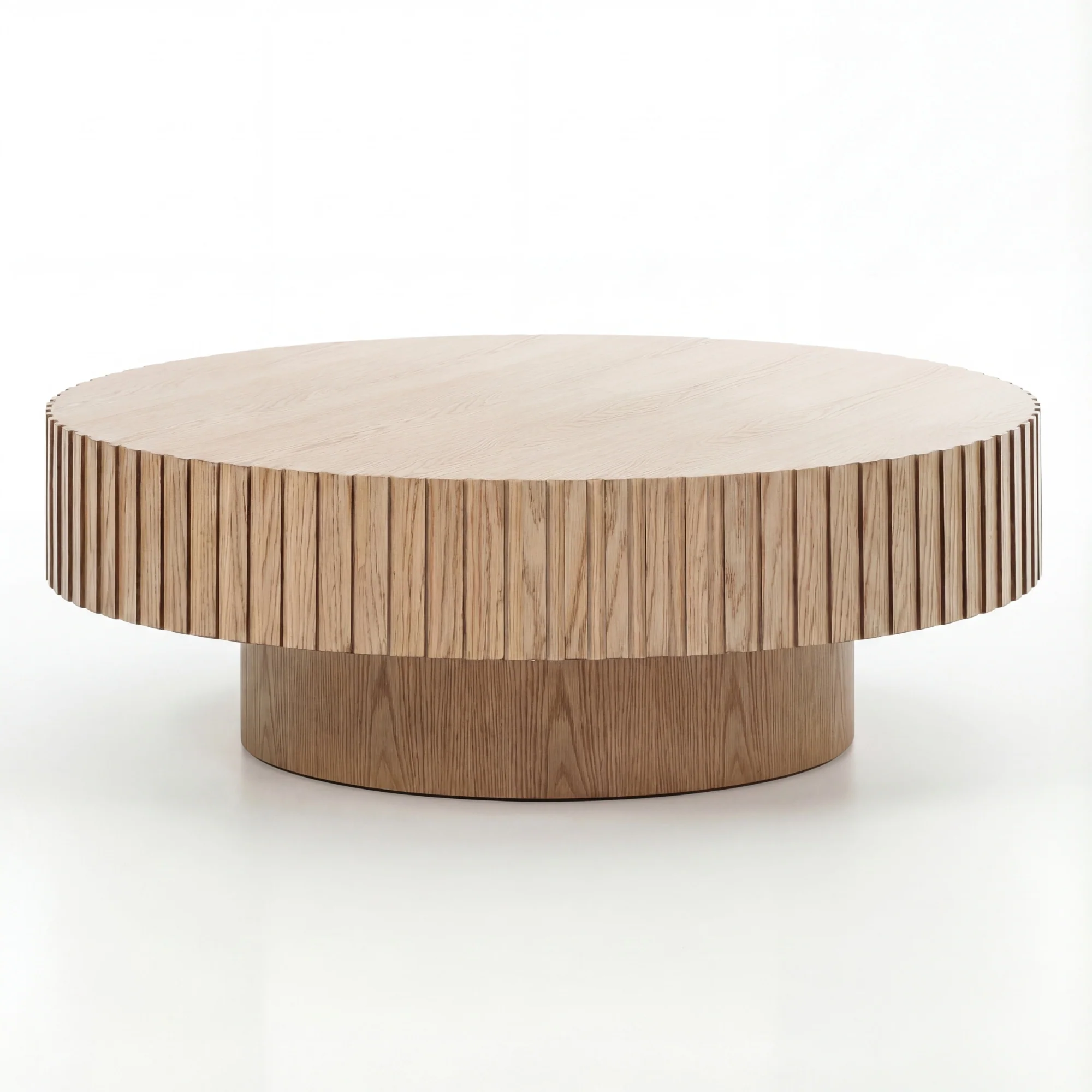 Alicia 100cm Wooden Round Coffee Table Natural - Image 6
