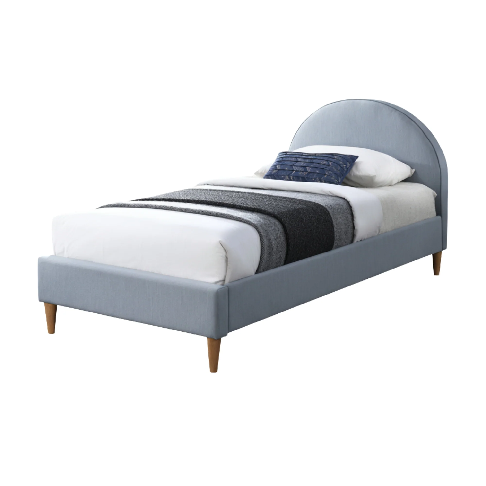 Alix King Single Bed Frame Velvet Fabric Blue - Image 2