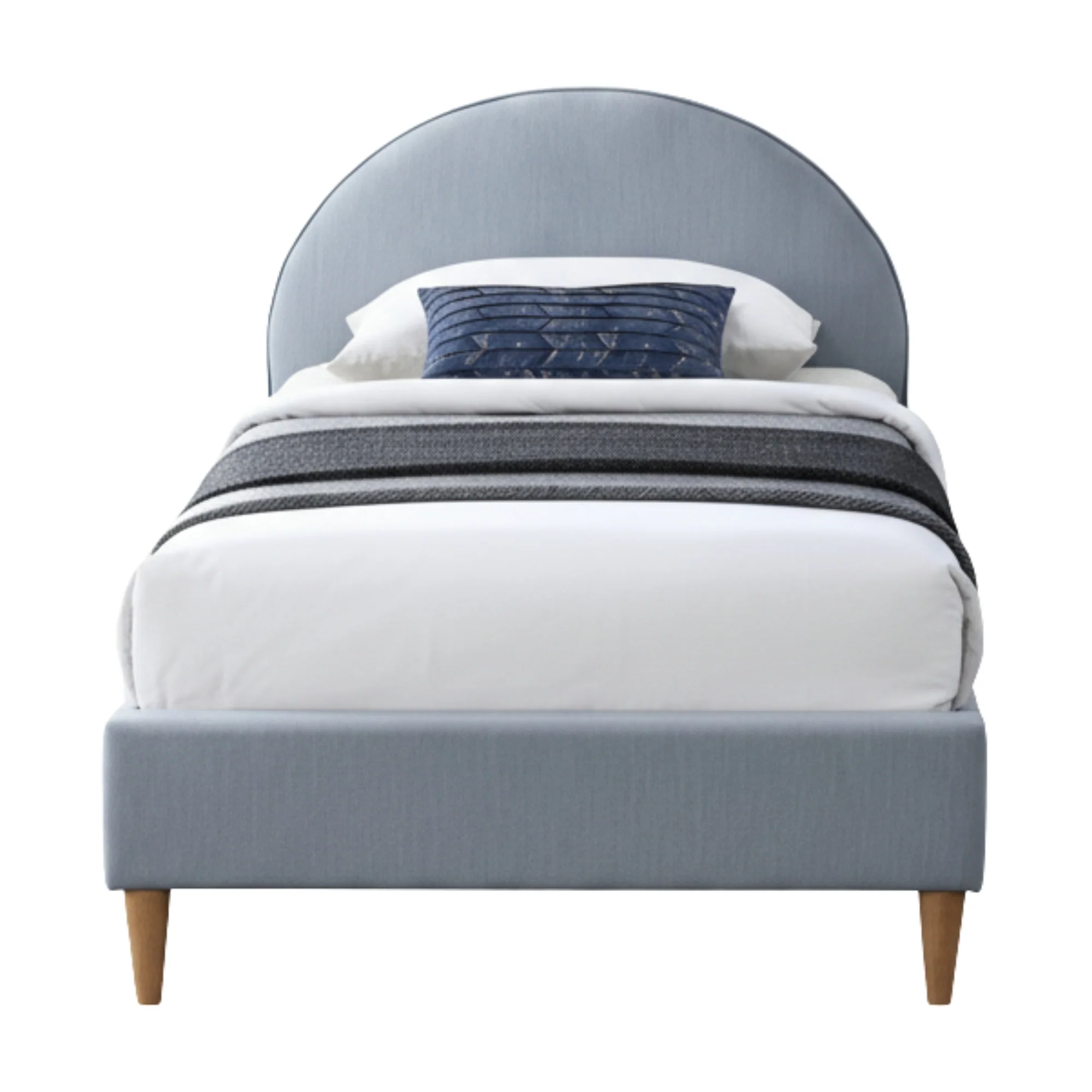 Alix King Single Bed Frame Velvet Fabric Blue - Image 4