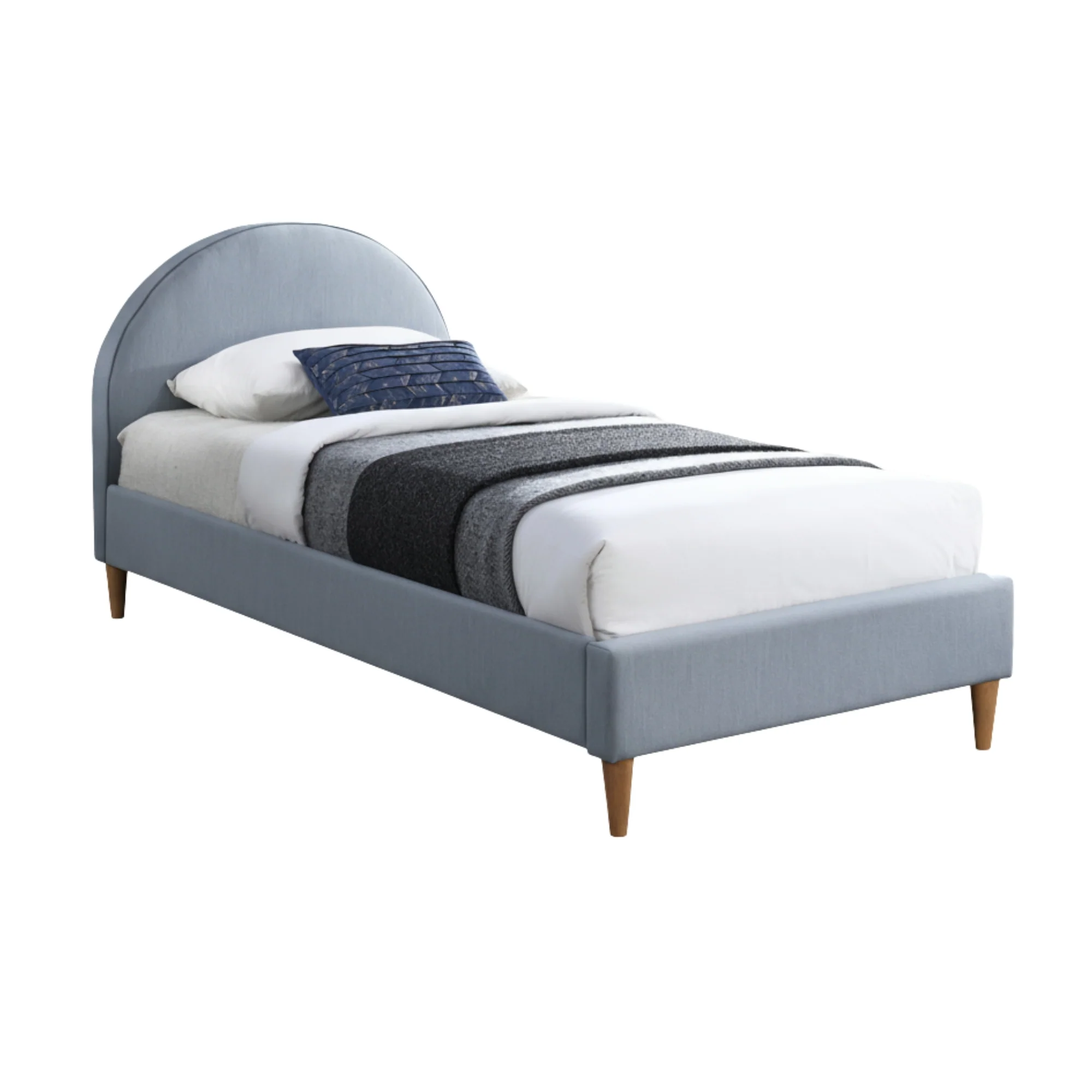 Alix Single Bed Frame Velvet Fabric Blue - Image 2