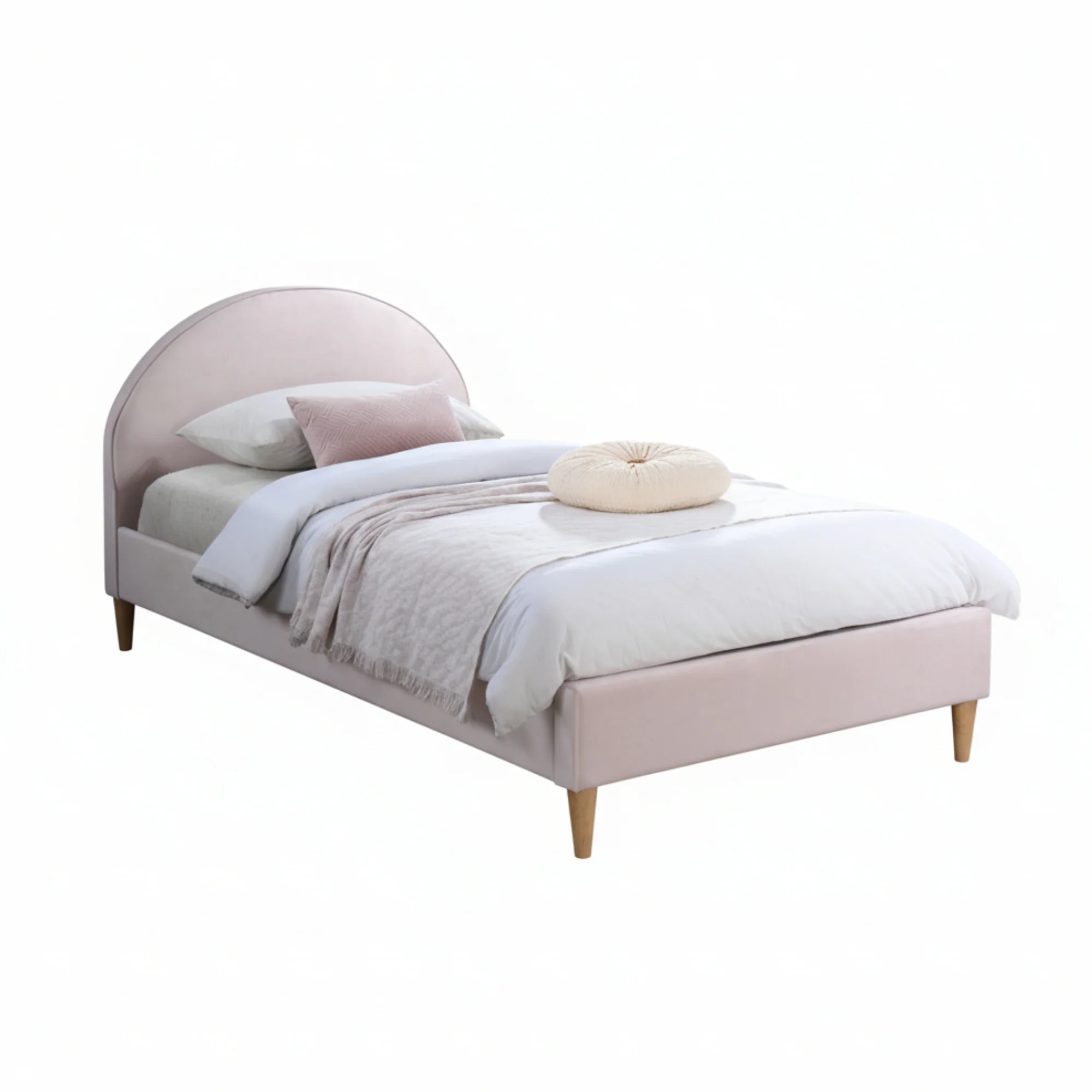 Alix Single Bed Frame Velvet Fabric Pink - Image 2