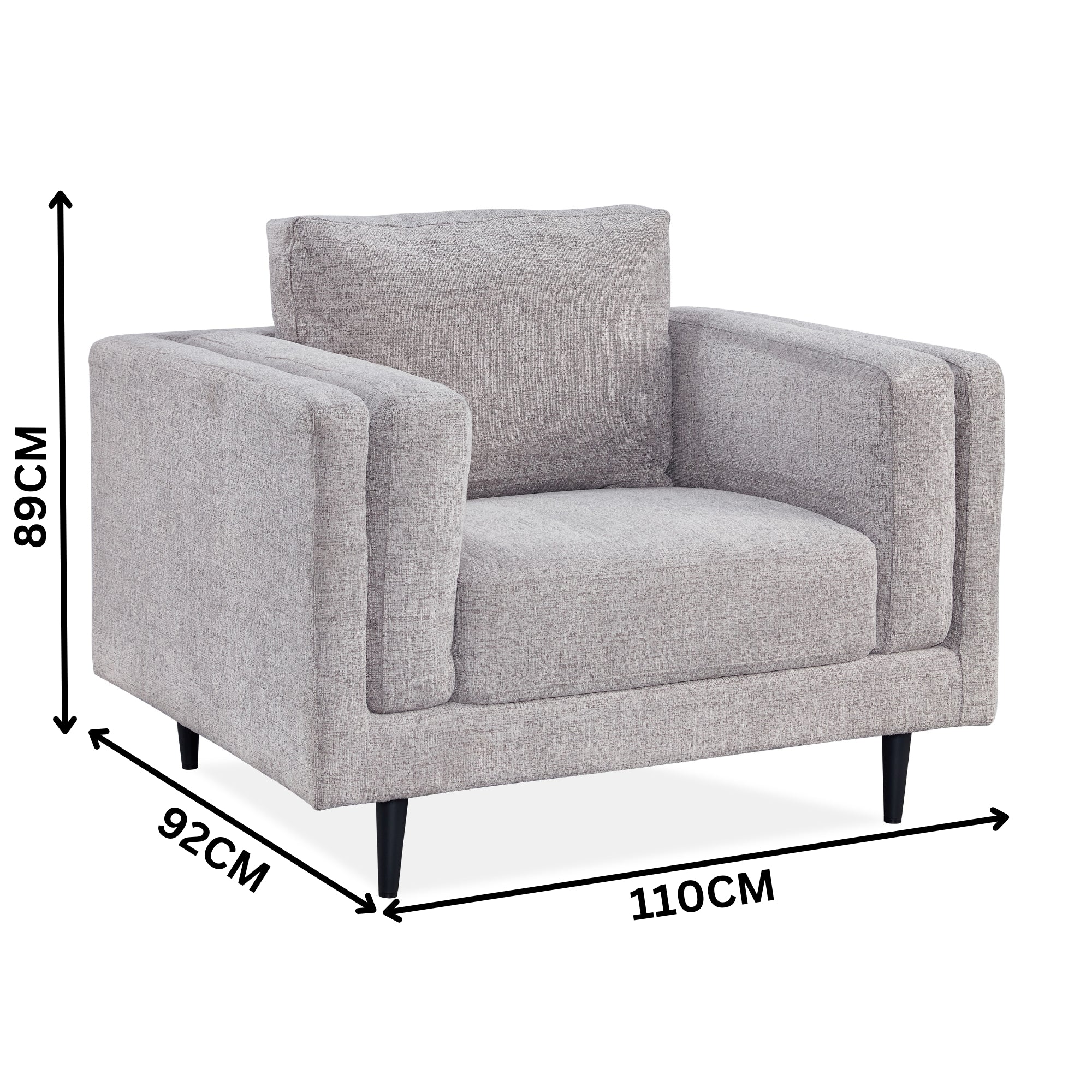 Almaty Fabric Armchair Occasional Arm Chair Quartz Light Grey - Image 3