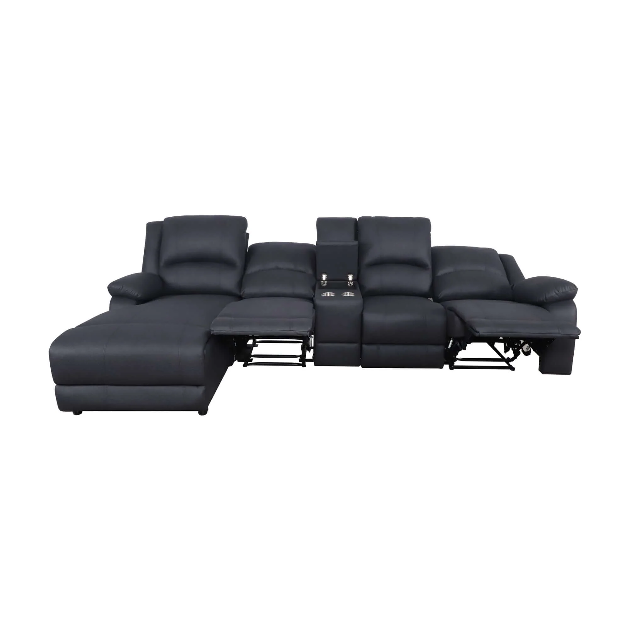 Anderson 3 Seater Fabric Manual Recliner Lounge LHF Chaise Onyx Black - Image 4