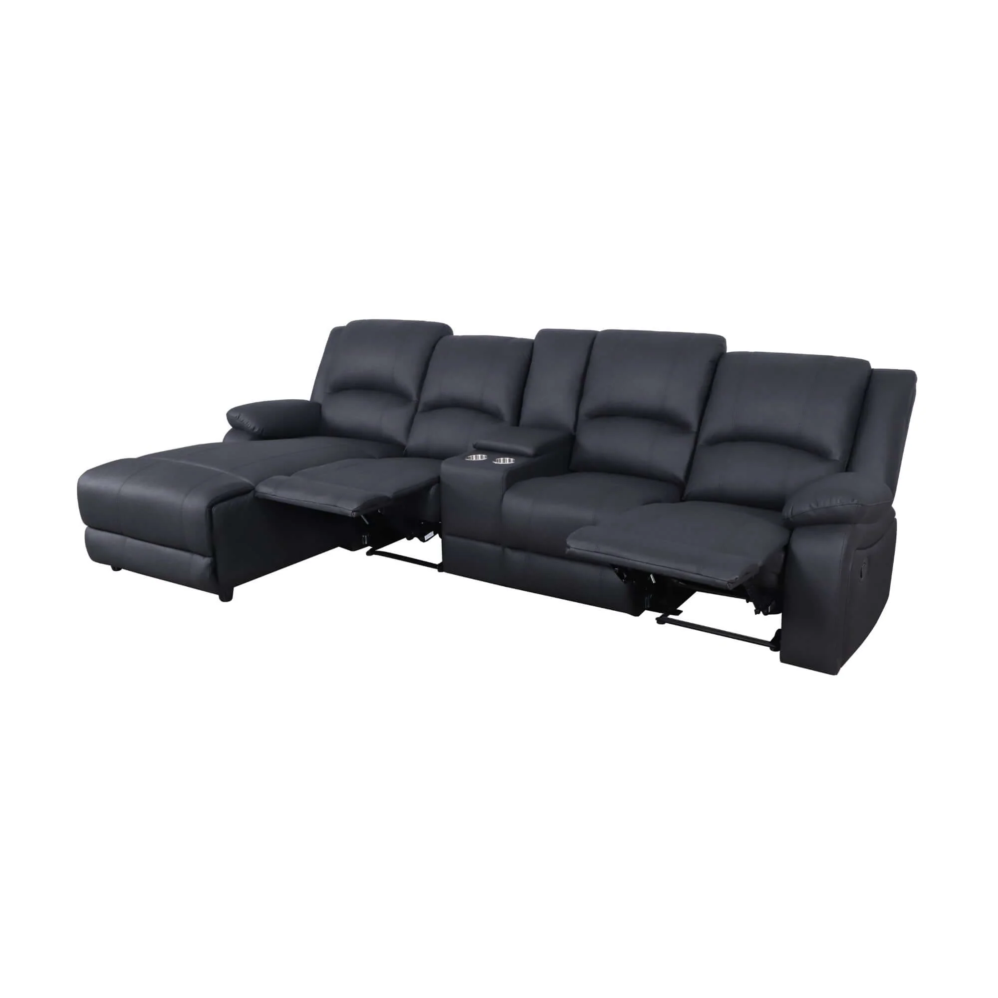 Anderson 3 Seater Fabric Manual Recliner Lounge LHF Chaise Onyx Black - Image 5