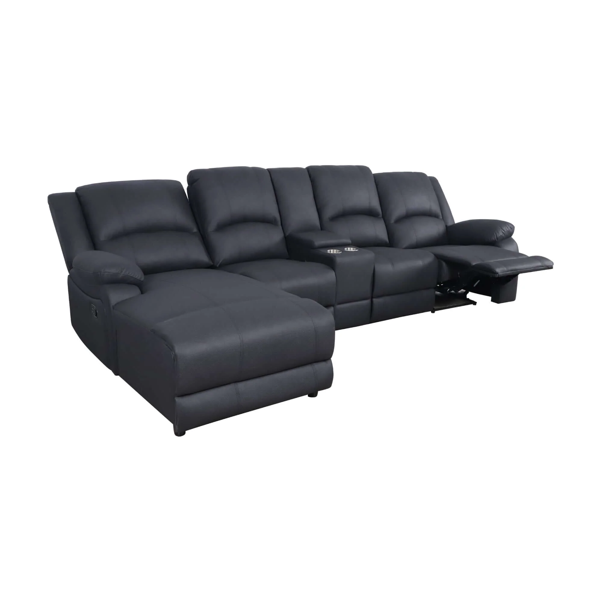 Anderson 3 Seater Fabric Manual Recliner Lounge LHF Chaise Onyx Black - Image 6