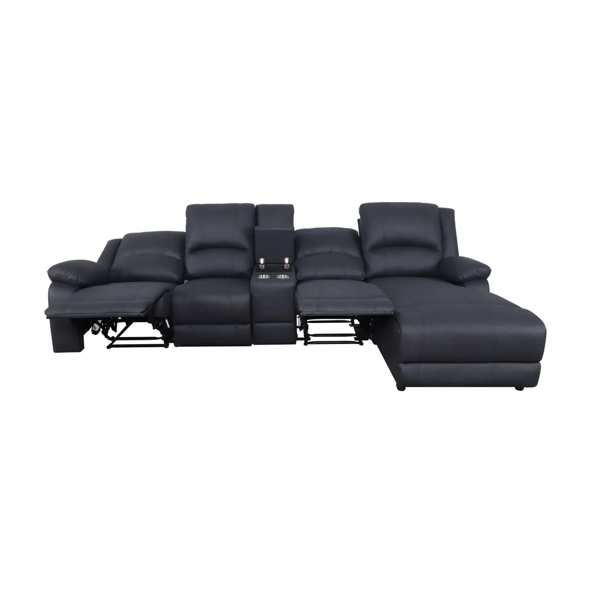 Anderson 3 Seater Fabric Manual Recliner Lounge RHF Chaise Onyx Black - Image 4