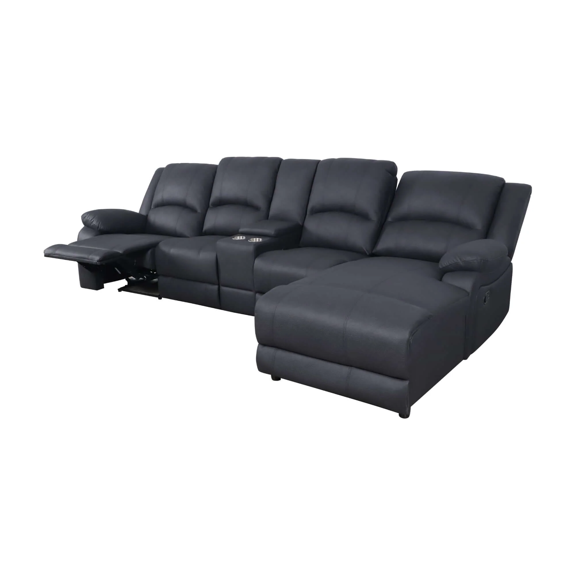 Anderson 3 Seater Fabric Manual Recliner Lounge RHF Chaise Onyx Black - Image 5