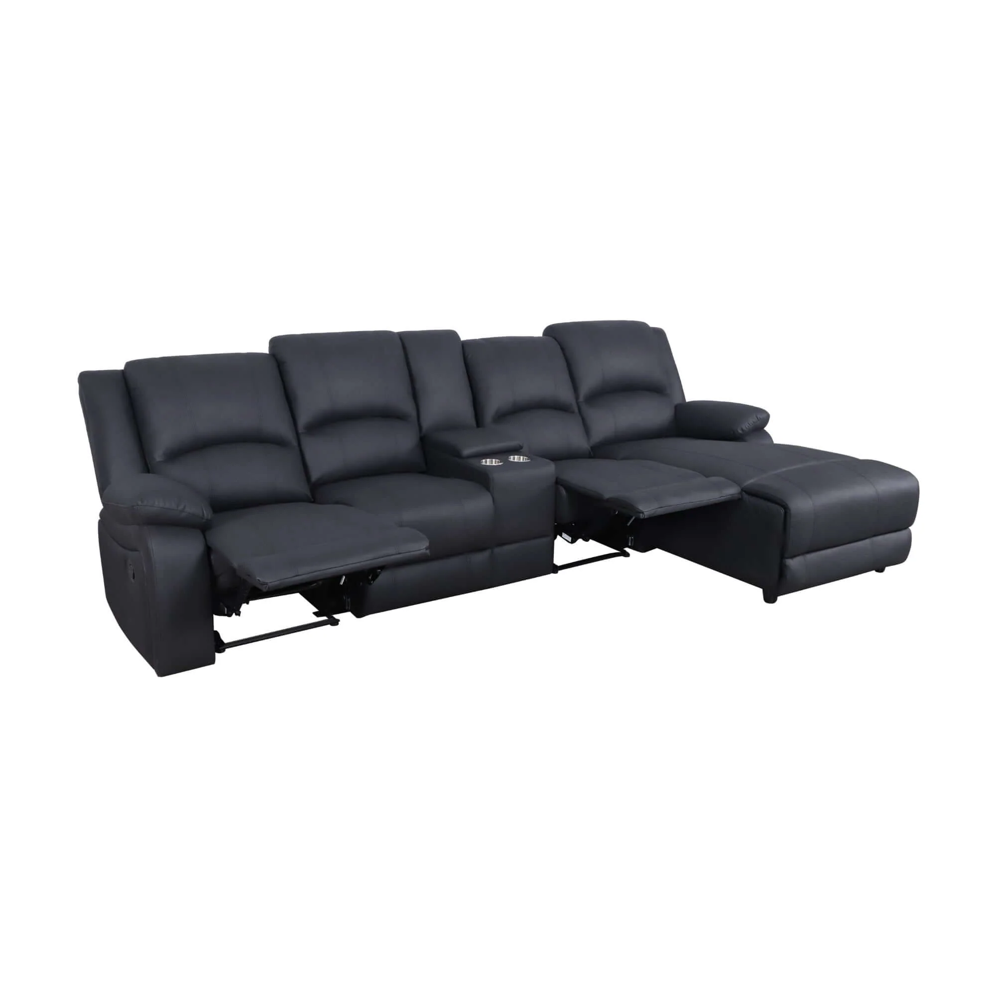 Anderson 3 Seater Fabric Manual Recliner Lounge RHF Chaise Onyx Black - Image 6