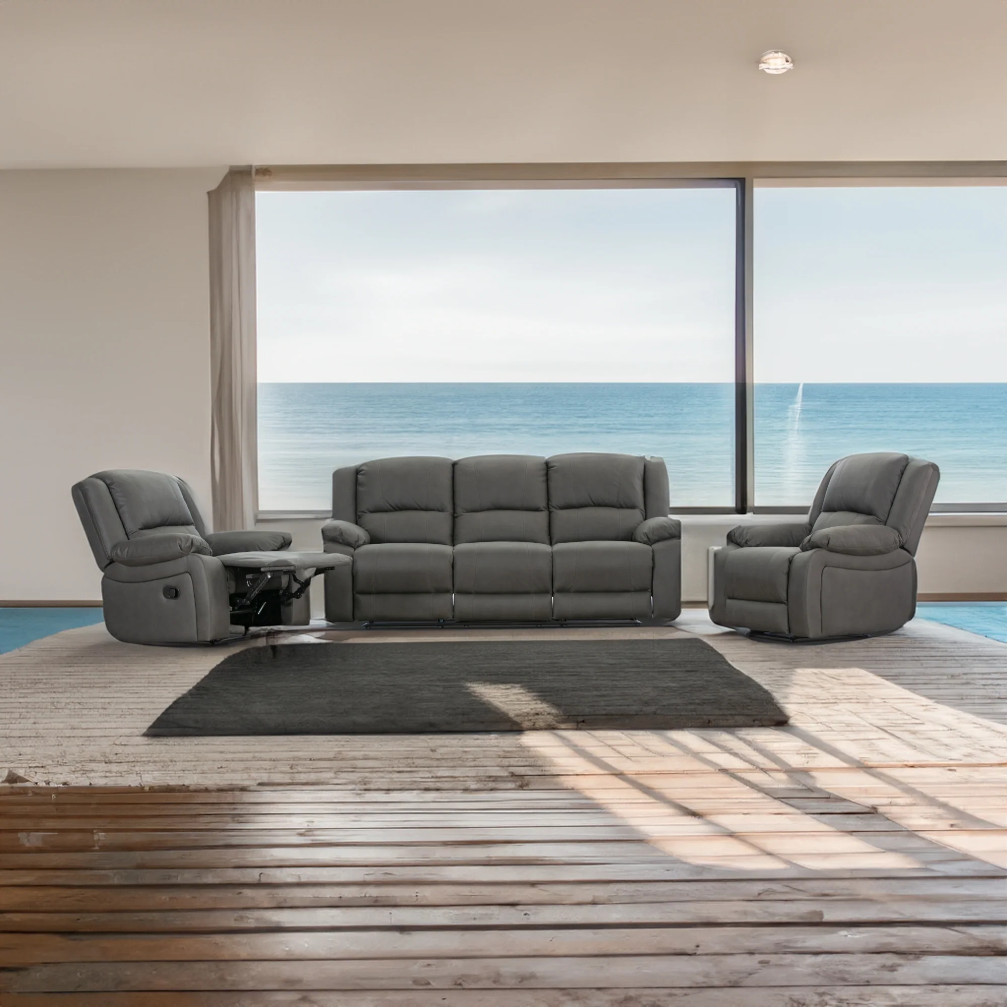 Anderson 3+1+1 Seater Fabric Manual Recliner Sofa Lounge Chair Set - Image 10