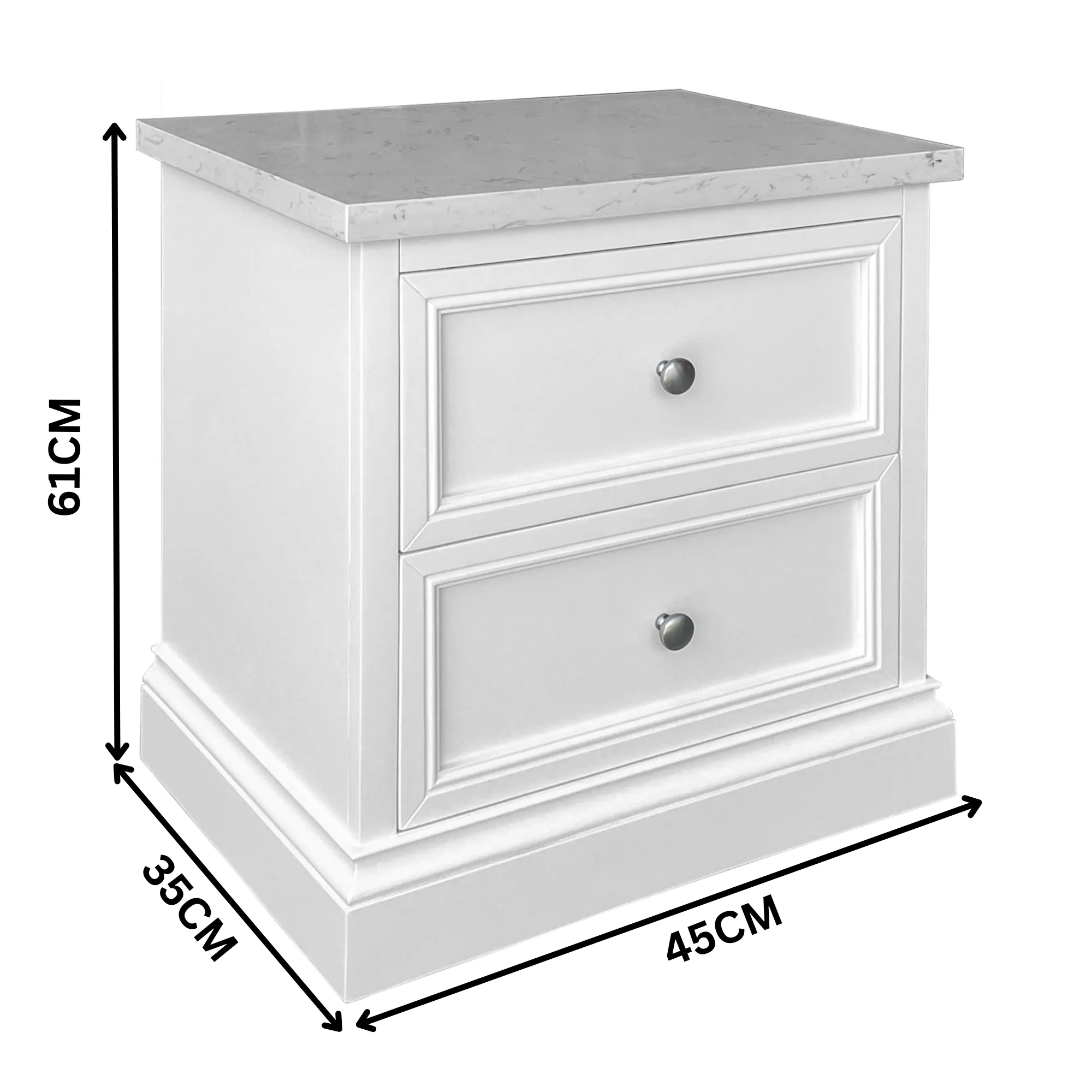 Andes Bedside Table Marble Top White - Image 2