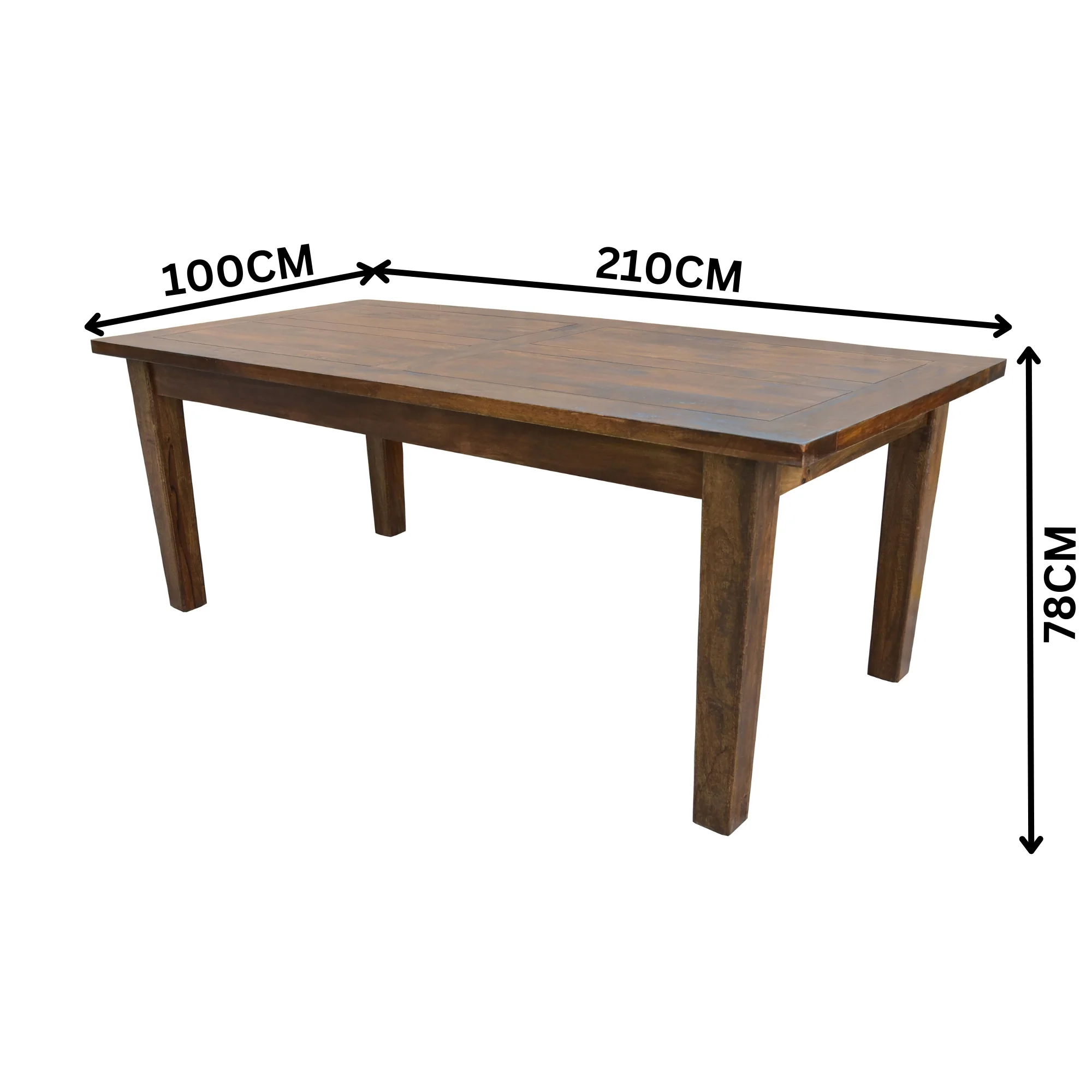 Antique 210cm Dining Table Solid Mango Wood Frame Brown - Image 2