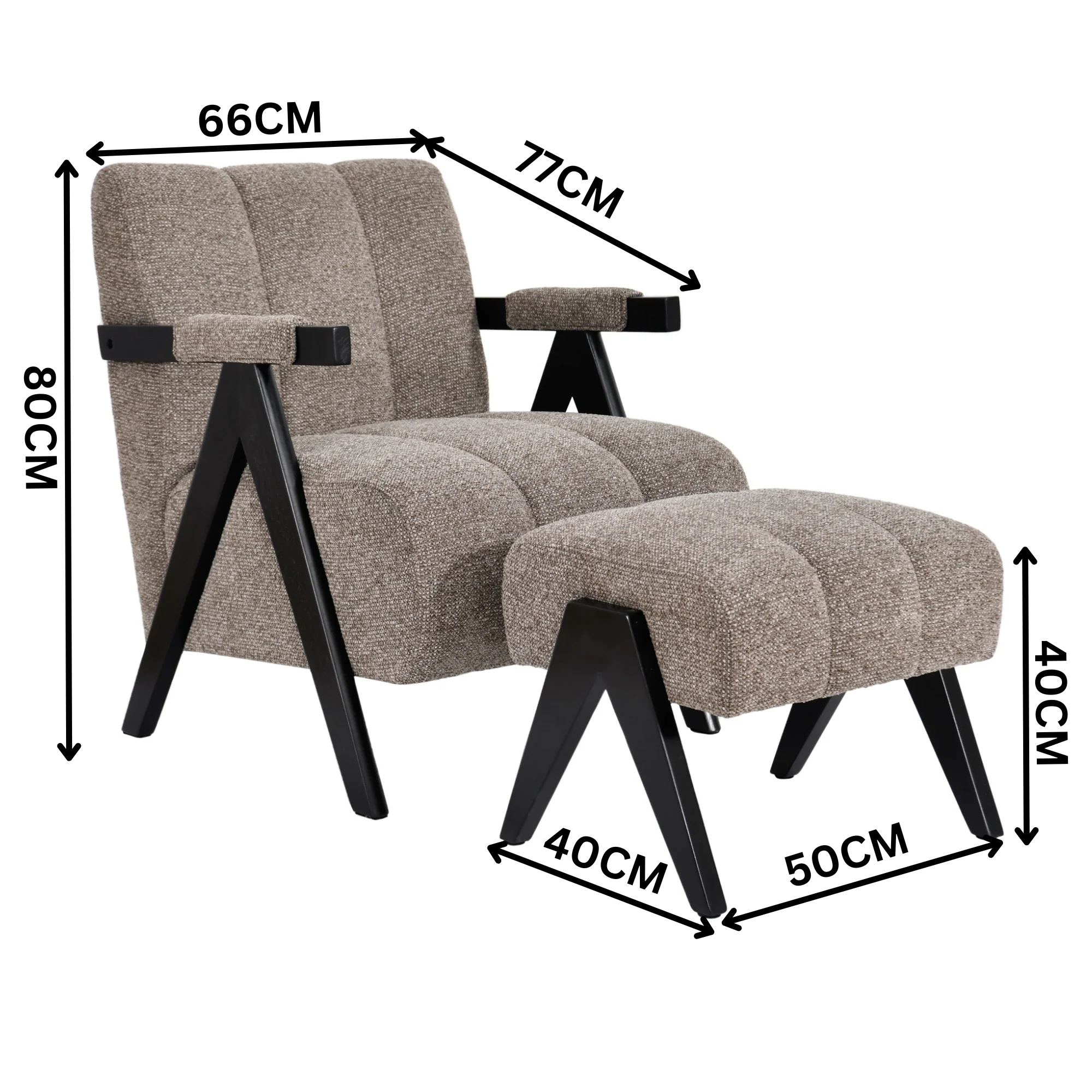 Arbor Fabric Accent Chair Foot Stool Fawn Grey - Image 2
