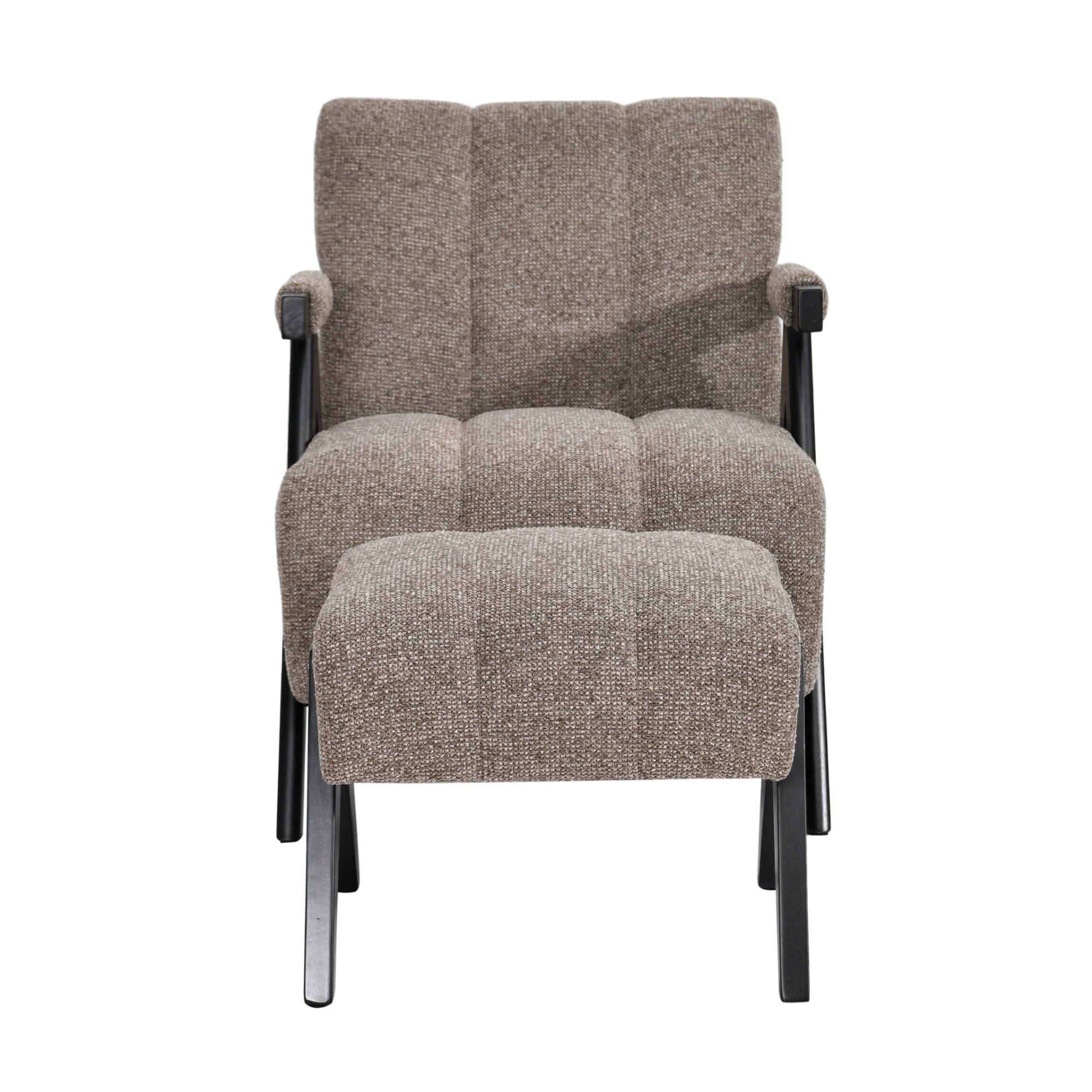 Arbor Fabric Accent Chair Foot Stool Fawn Grey - Image 5