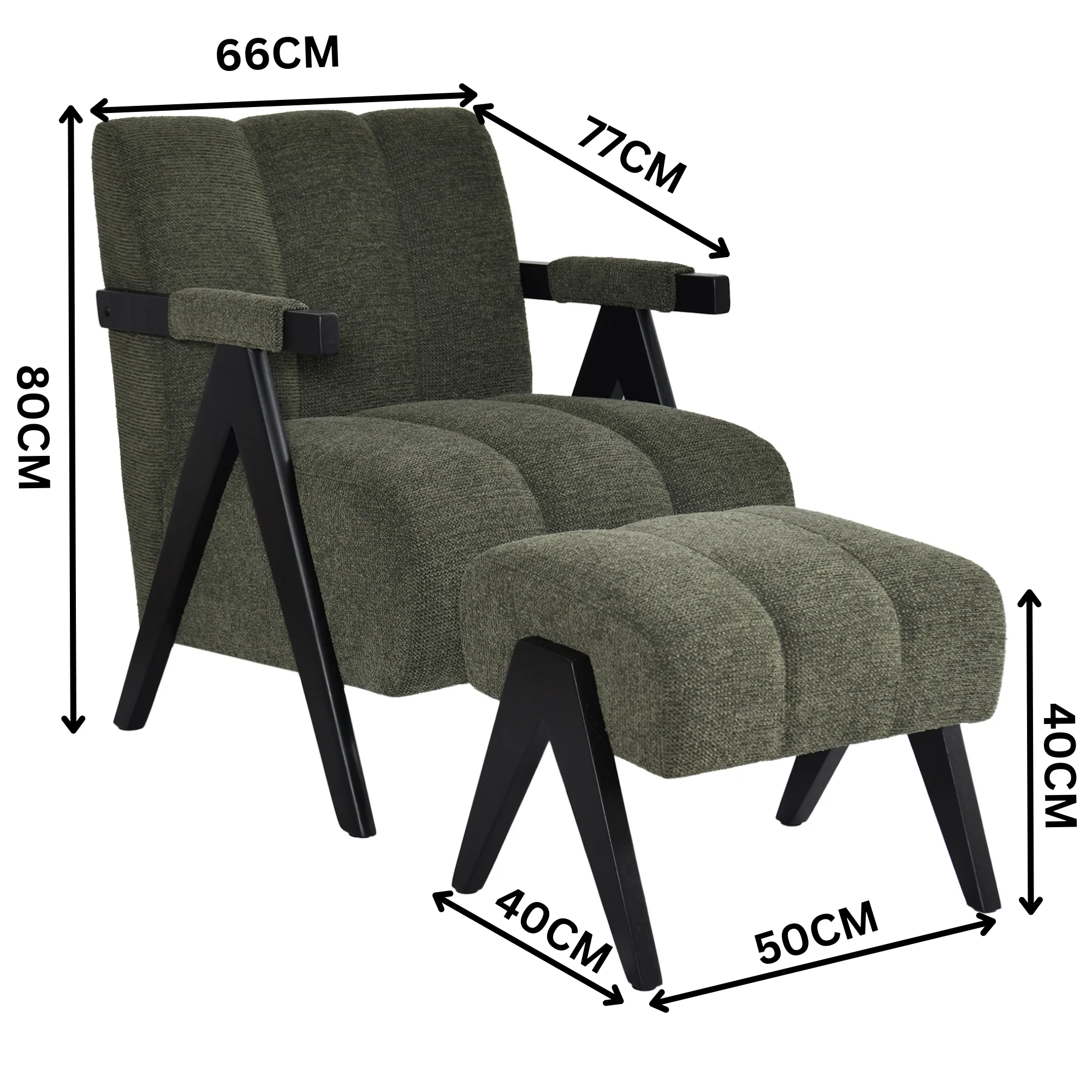 Arbor Fabric Accent Chair Foot Stool Green - Image 2