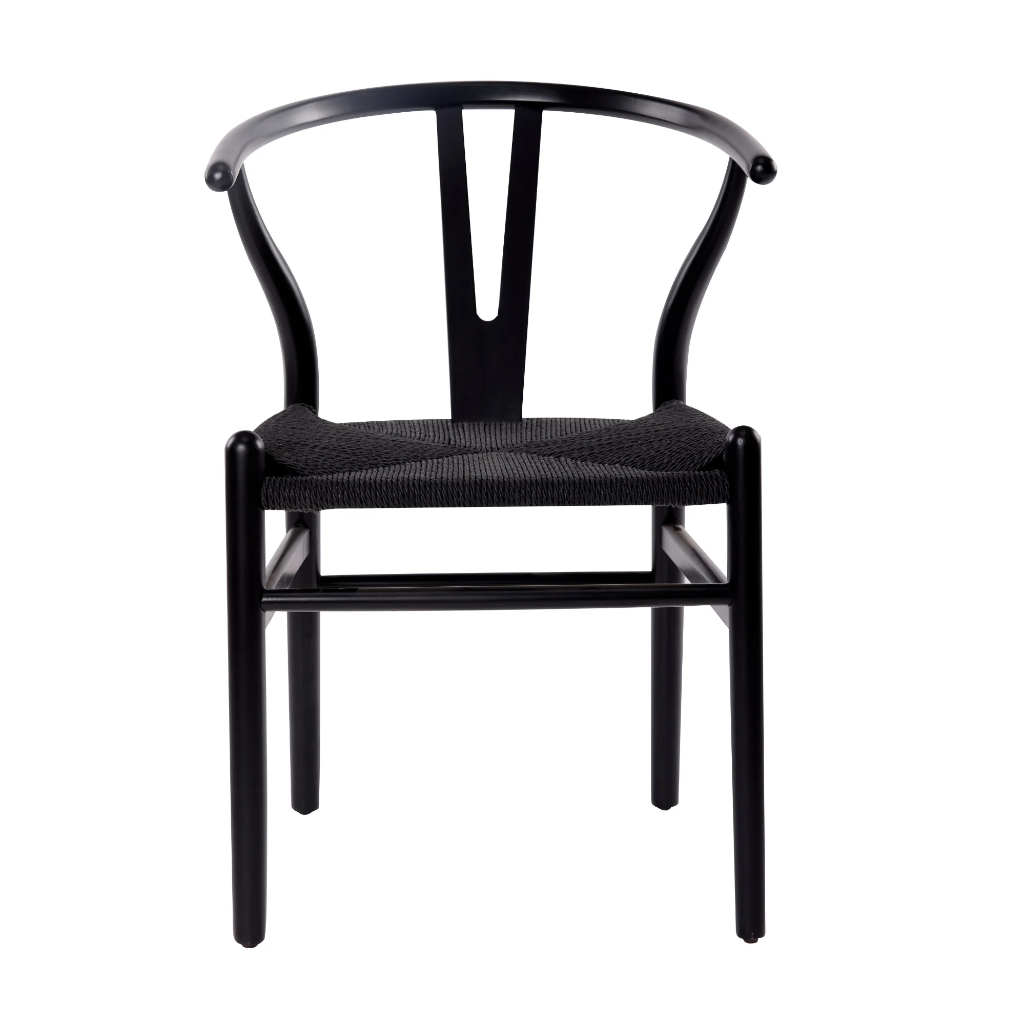 Ark Wishbone 2pc Set Dining Chair Replica Hans Wenger Black - Image 4