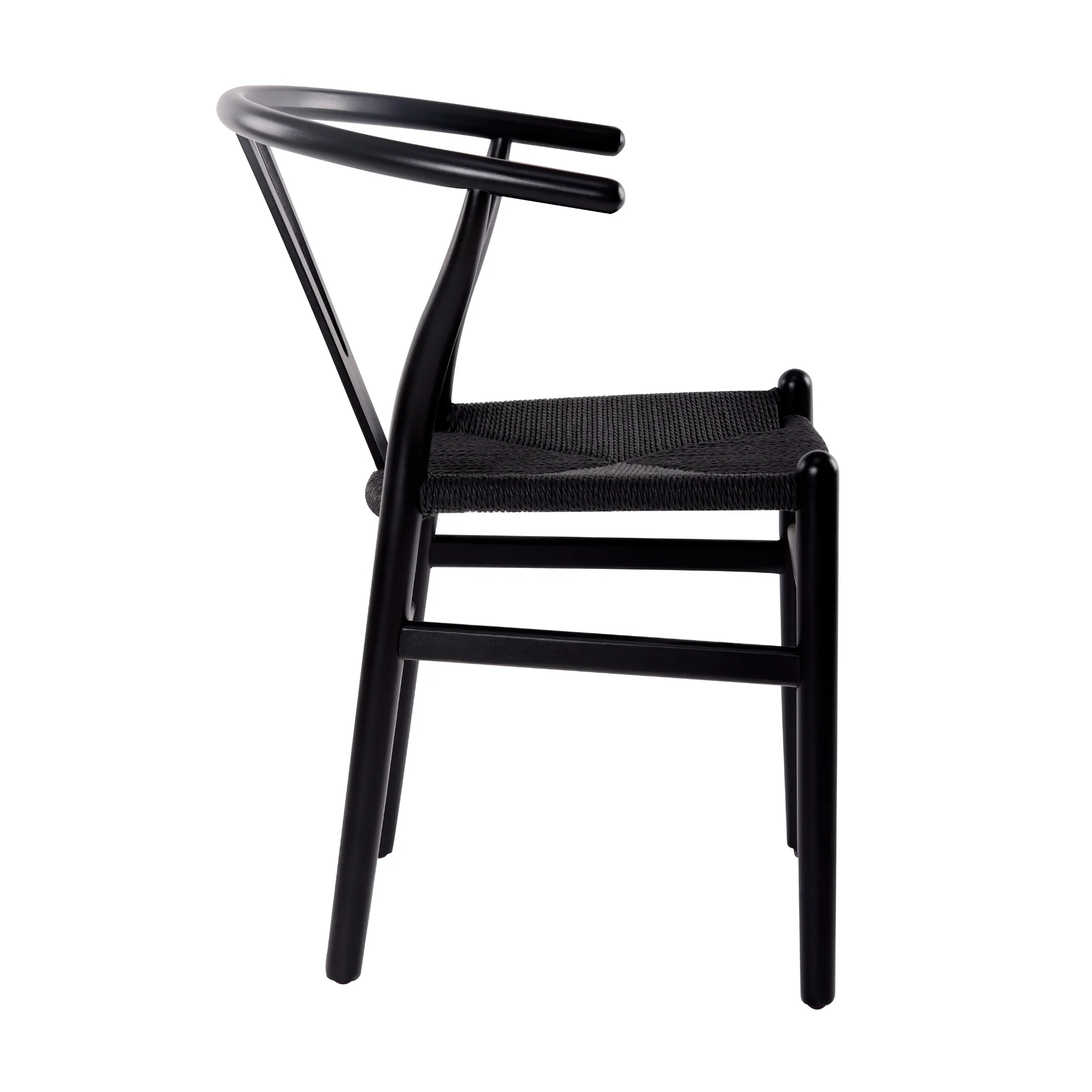Ark Wishbone 2pc Set Dining Chair Replica Hans Wenger Black - Image 5