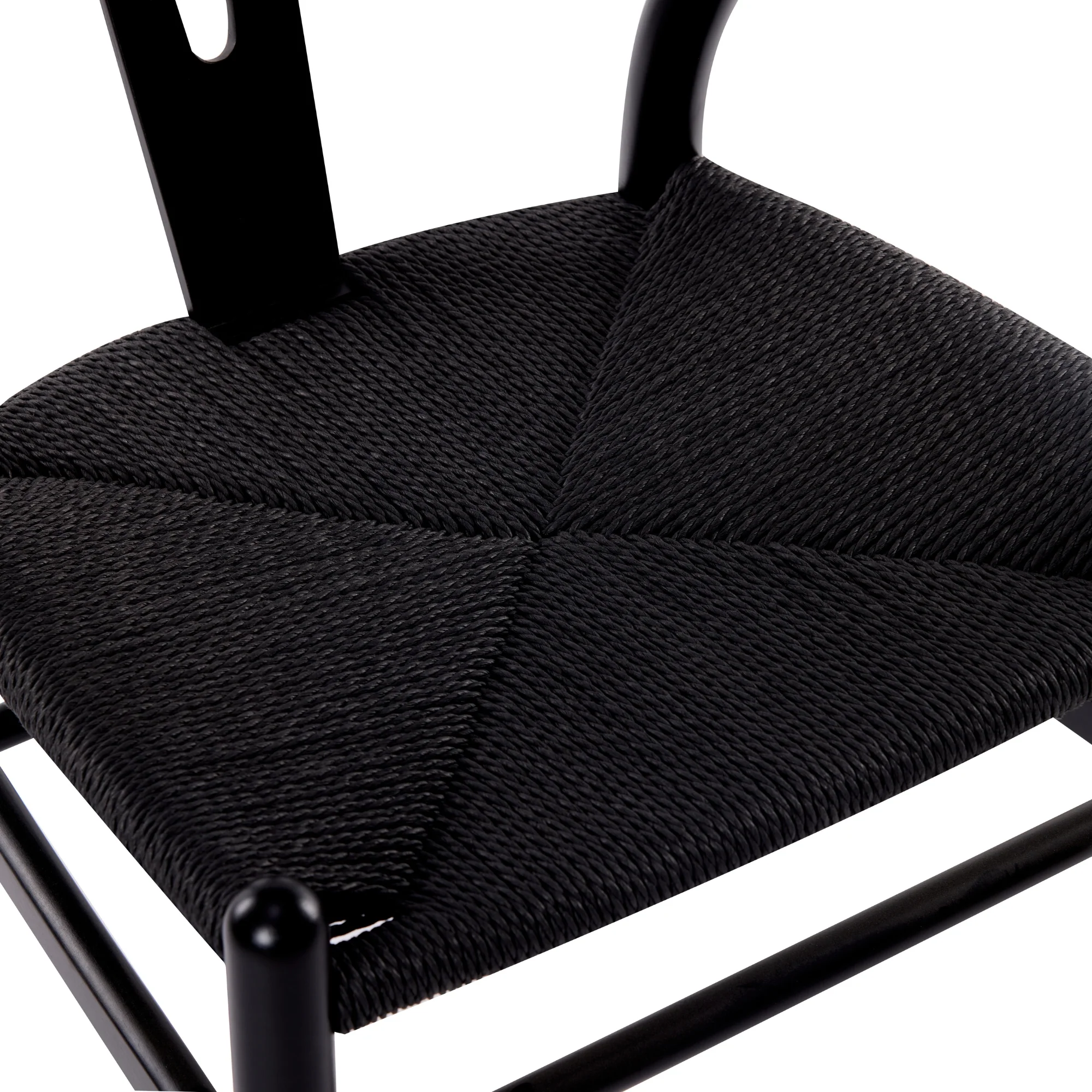 Ark Wishbone 2pc Set Dining Chair Replica Hans Wenger Black - Image 8