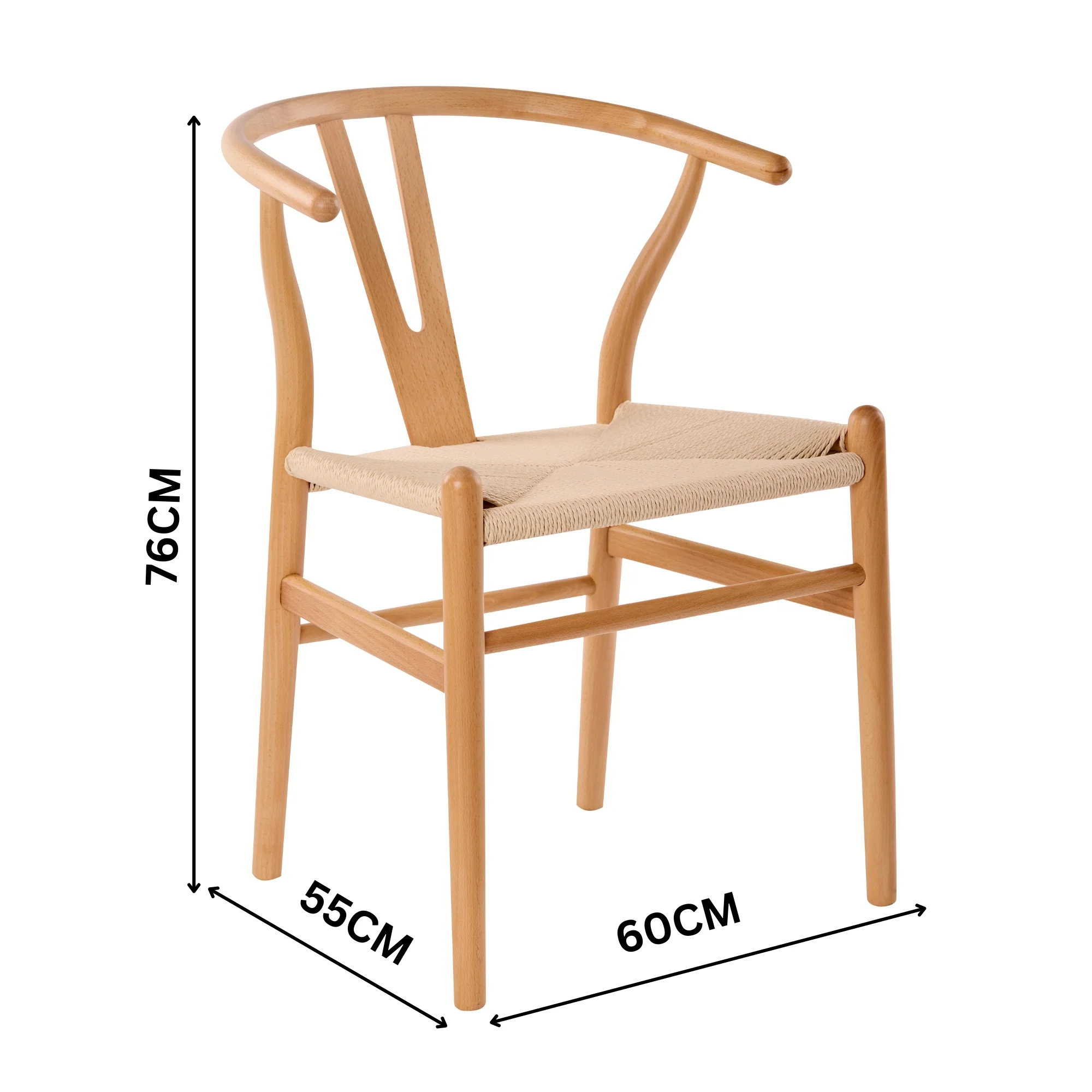Ark Wishbone 2pc Set Dining Chair Replica Hans Wenger Natural - Image 3