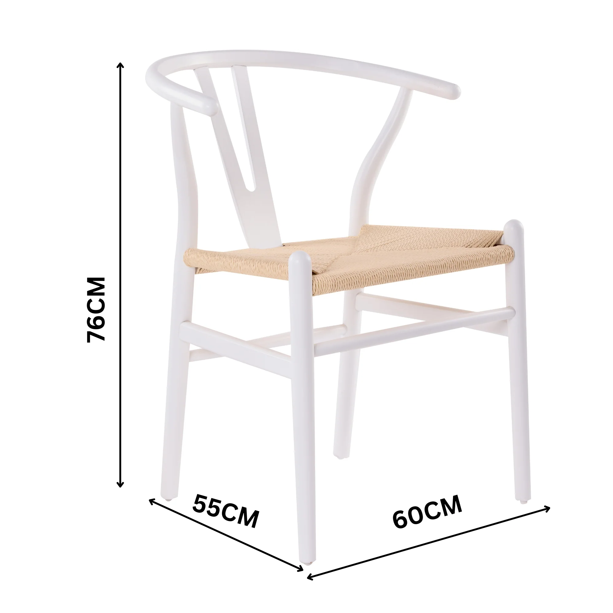 Ark Wishbone 2pc Set Dining Chair Replica Hans Wenger White - Image 3