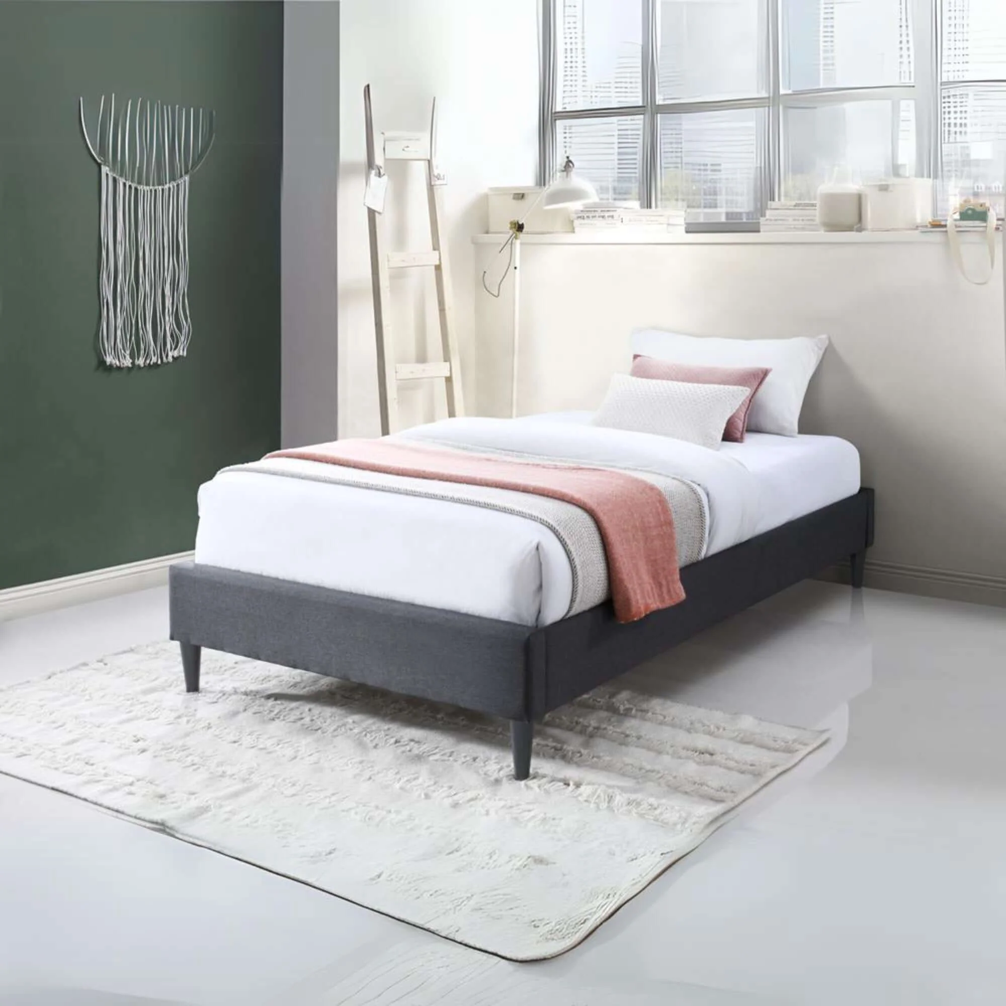 Arte Bed Frame Fabric Mattress Platform Base  Mid Grey - Image 3