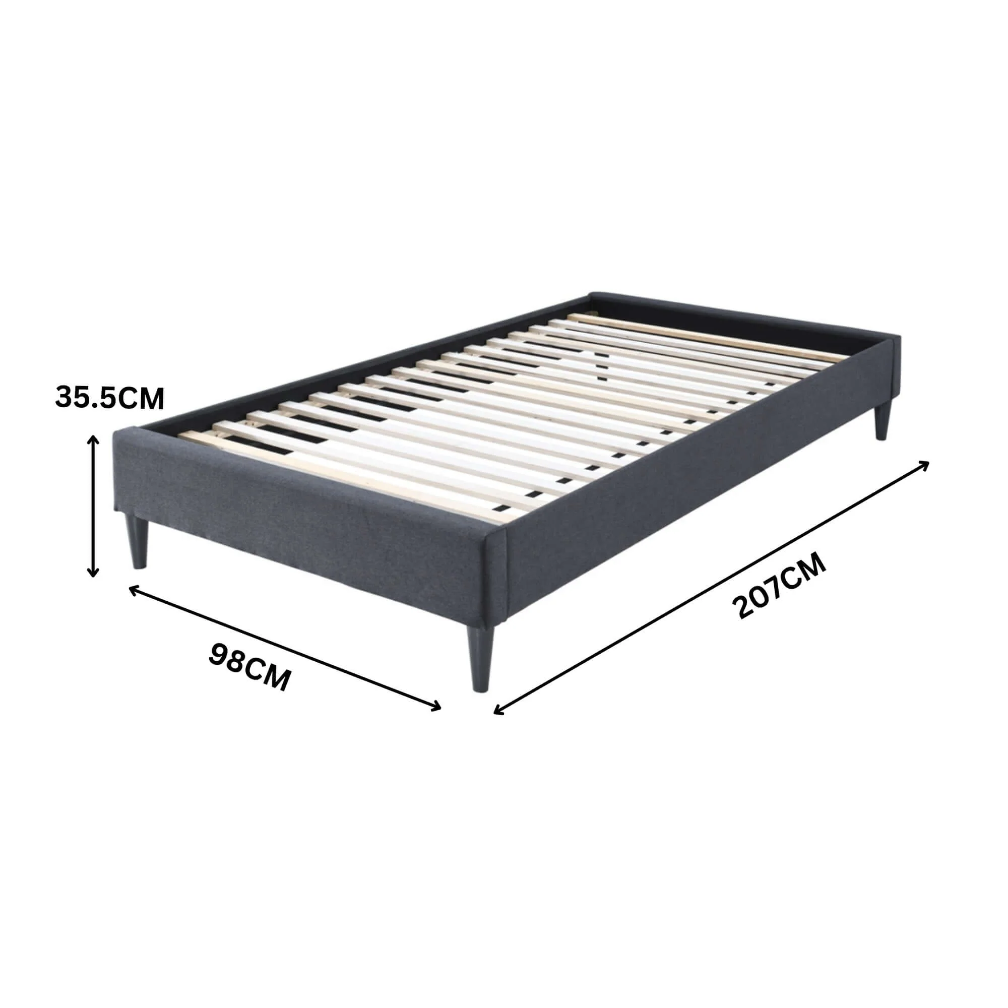 Arte Bed Frame Fabric Mattress Platform Base  Mid Grey - Image 4