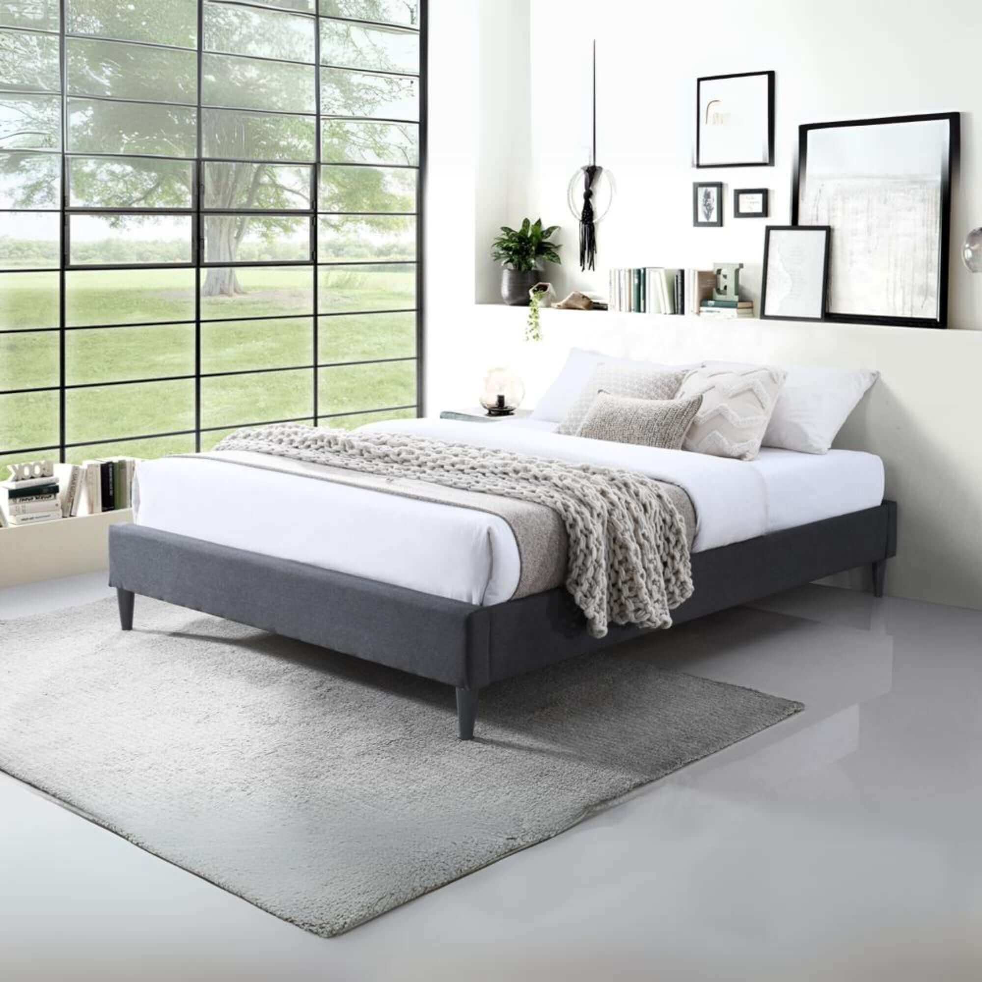Arte Bed Frame Fabric Mattress Platform Base  Mid Grey - Image 8