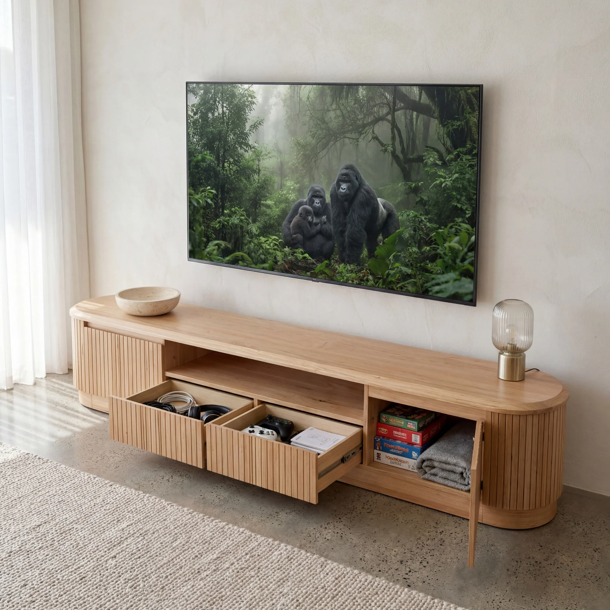 Arushi 180cm ETU Entertainment TV Unit Natural - Image 4