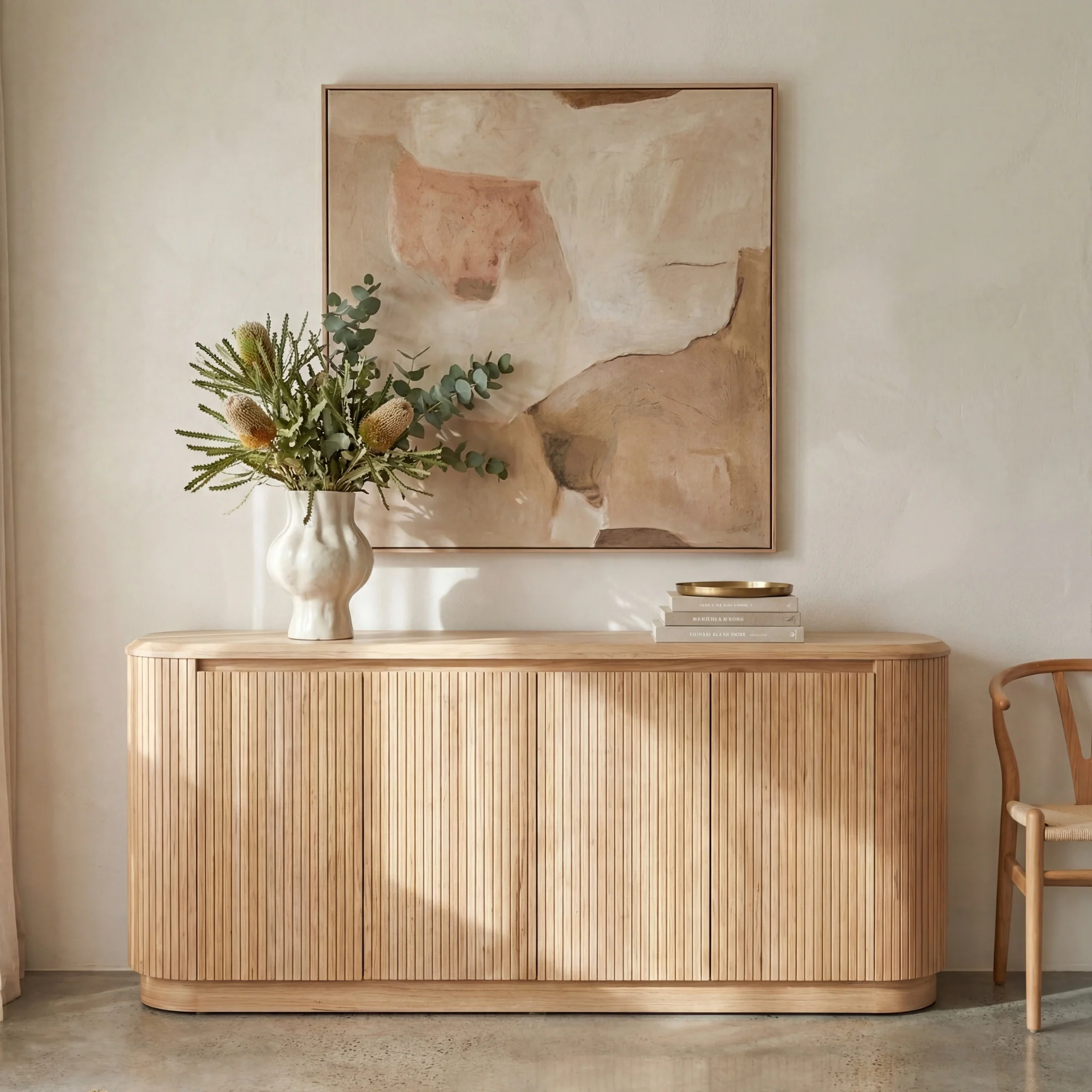 Arushi 200cm Buffet Table Storage Cabinet Natural - Image 3