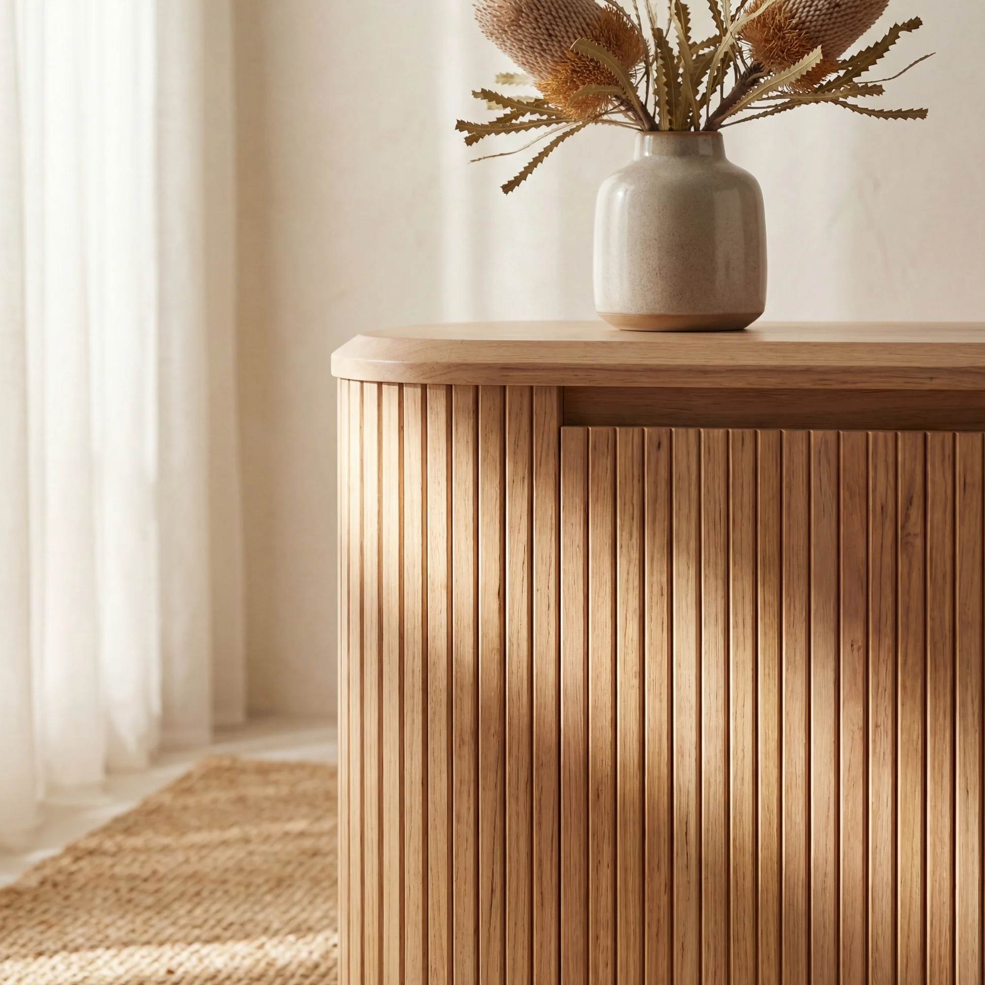 Arushi 200cm Buffet Table Storage Cabinet Natural - Image 5