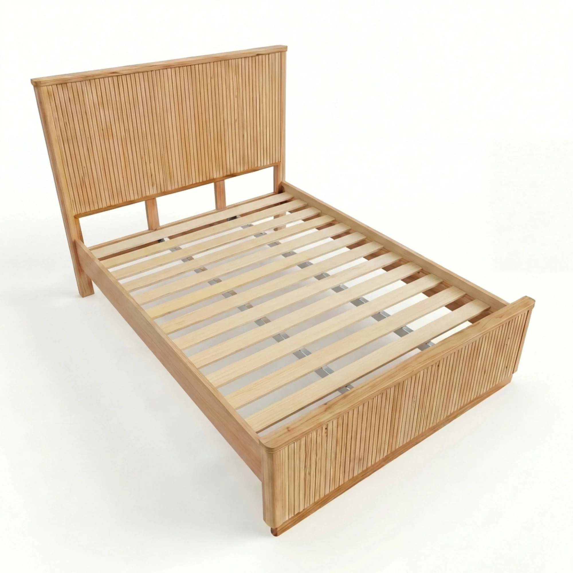 Arushi 4pc King Bedroom Set Bed Frame Tallboy Bedside Table Natural - Image 6
