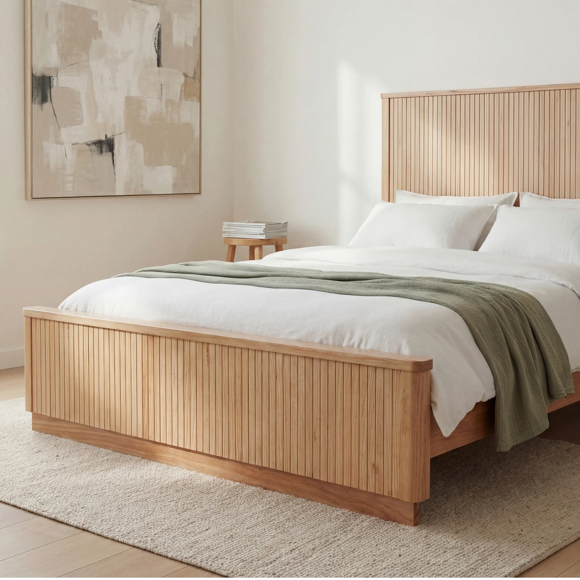 Arushi King Bed Frame Natural - Image 3