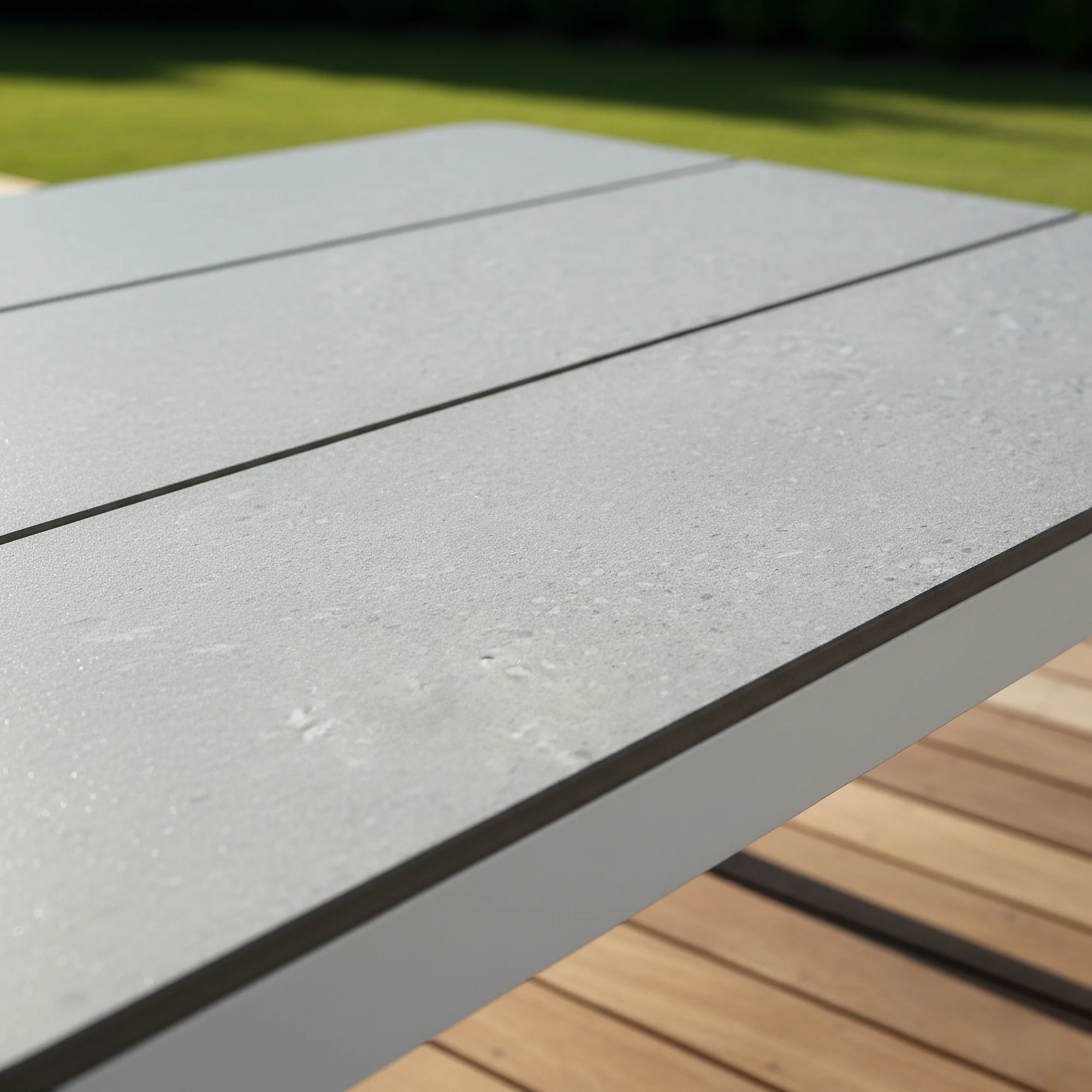 Astro 160cm Outdoor Dining Table Polystone Top Aluminium Frame White - Image 4